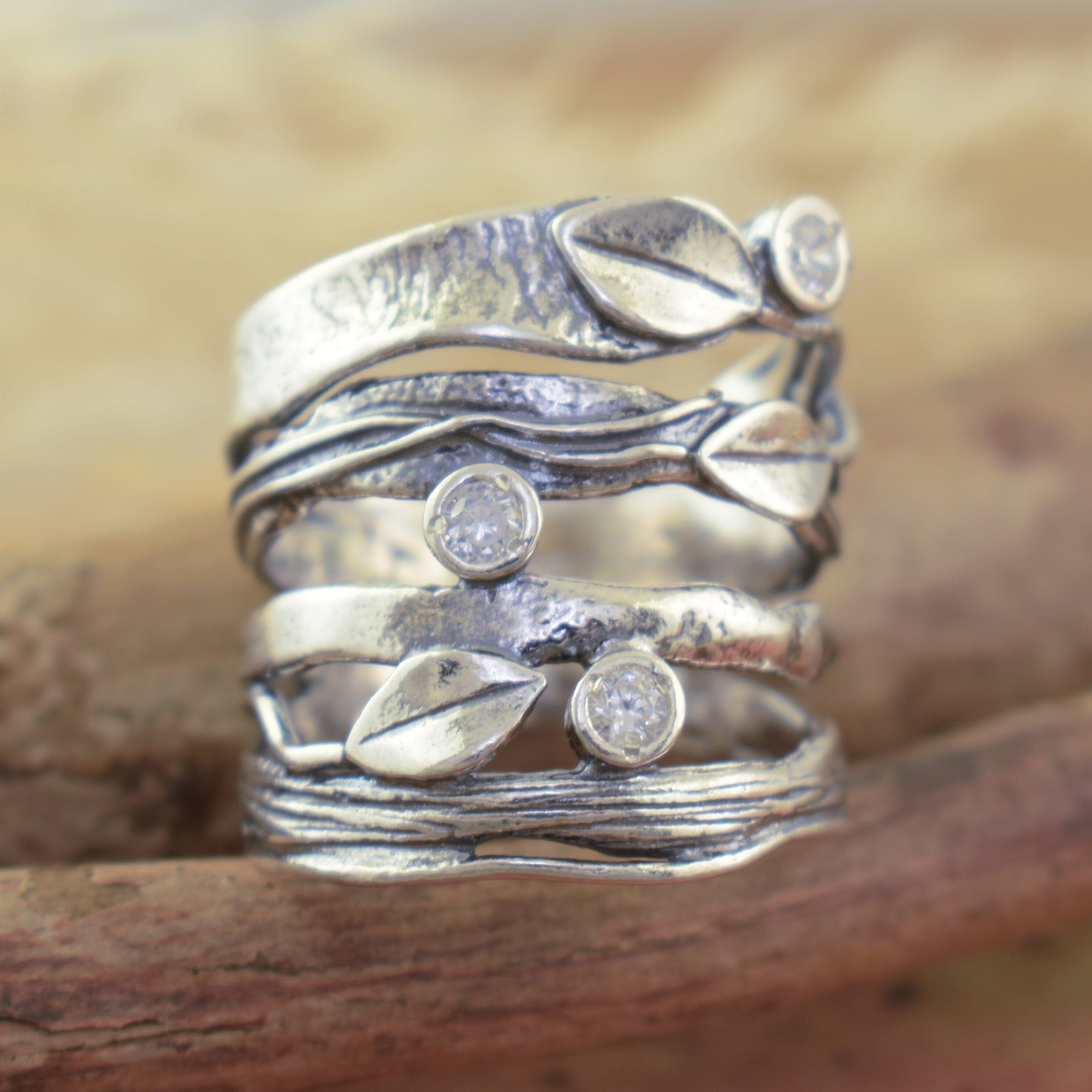 Sterling silver wide band ring