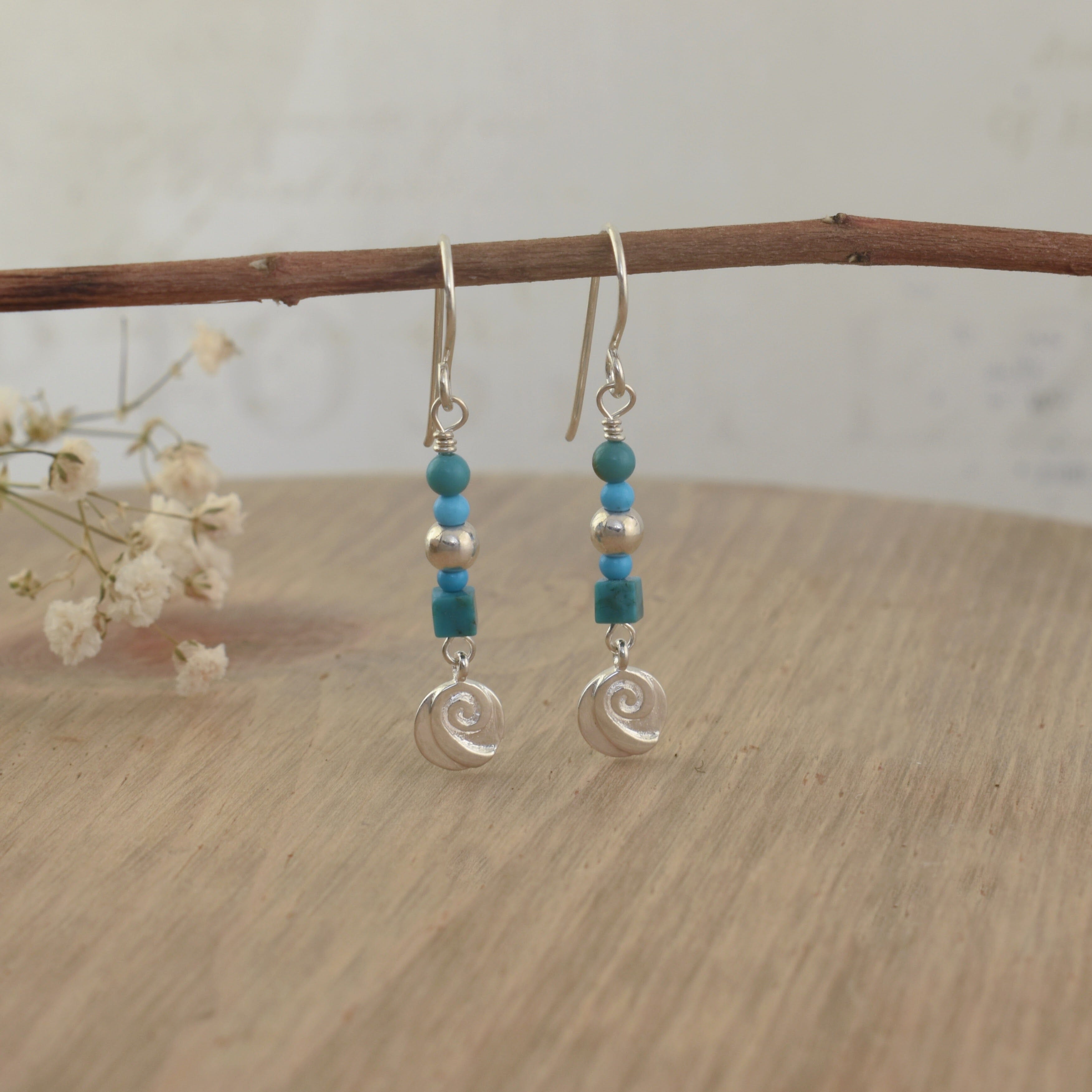.925 sterling silver earrings with turquoise and howlite beads