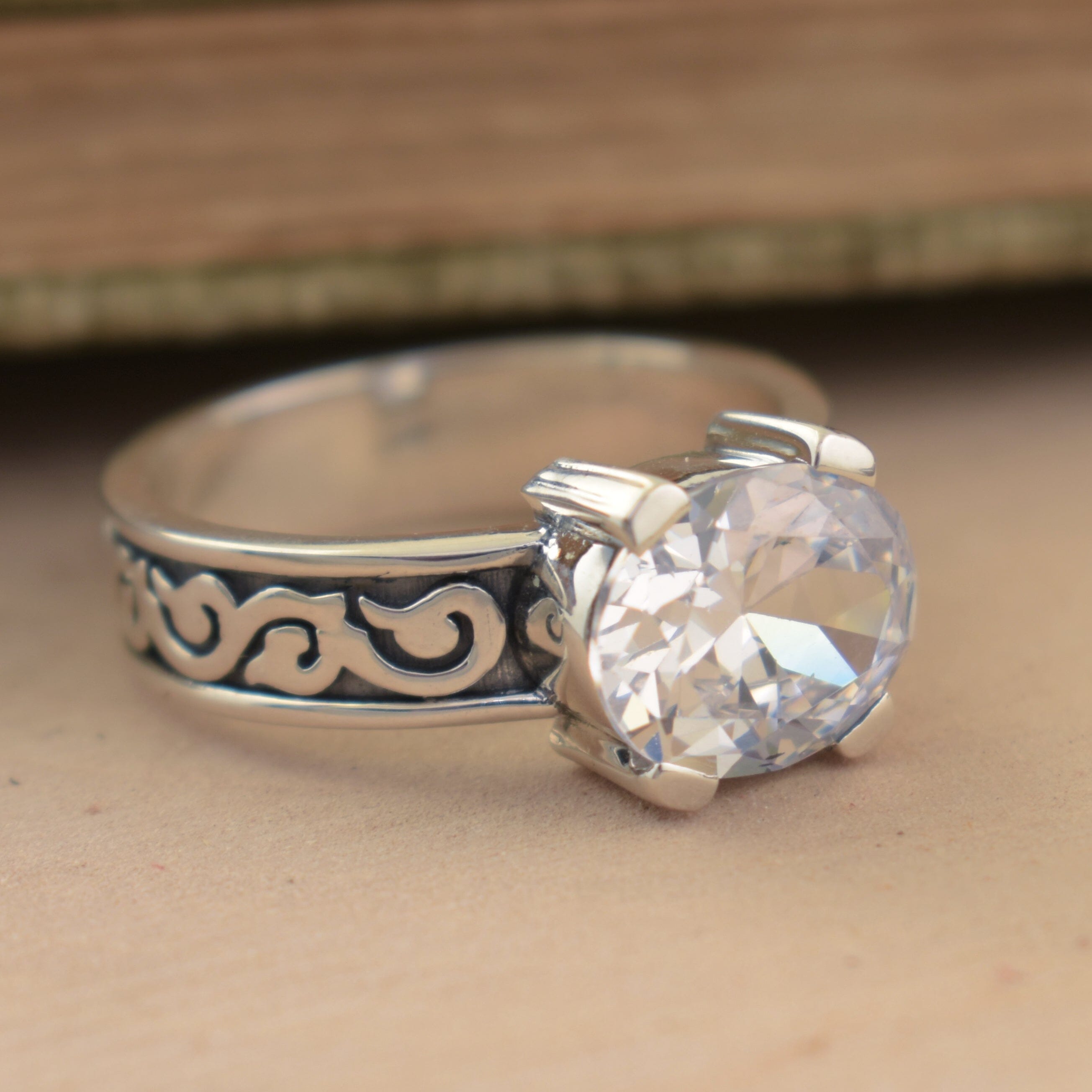 dainty sterling silver statement ring - Calista