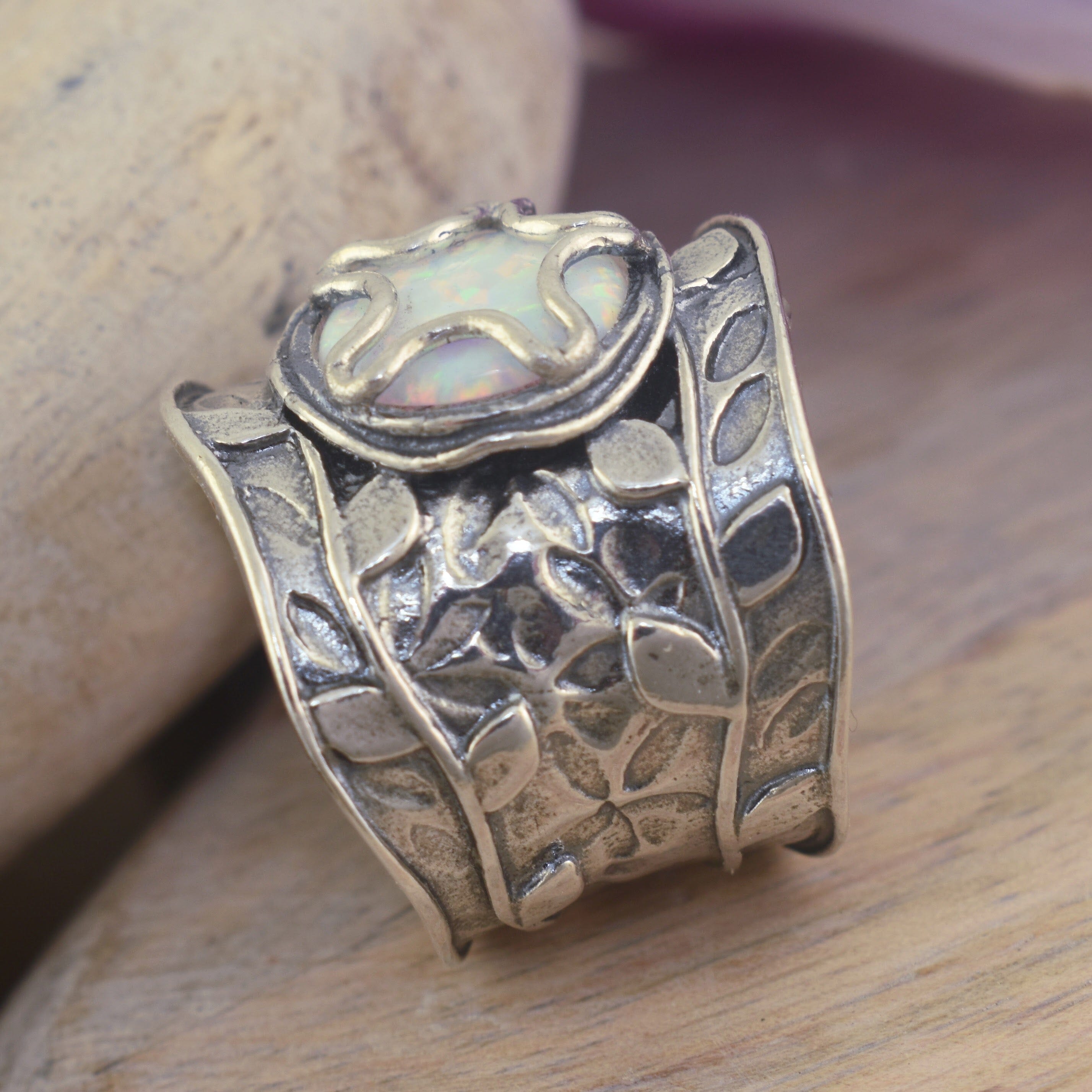 Sterling silver vine ring with sterling silver star