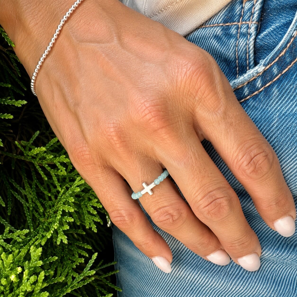 amazonite beaded stretch ring
