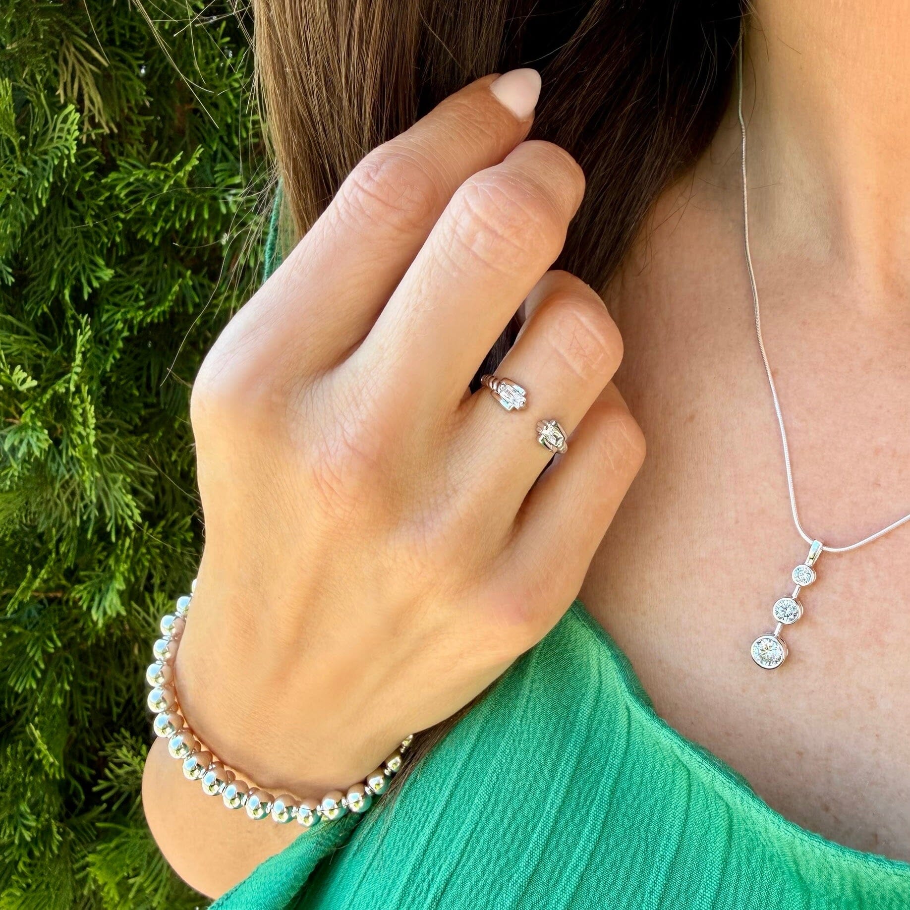 Sterling silver jewelry with a clear CZ stone ring