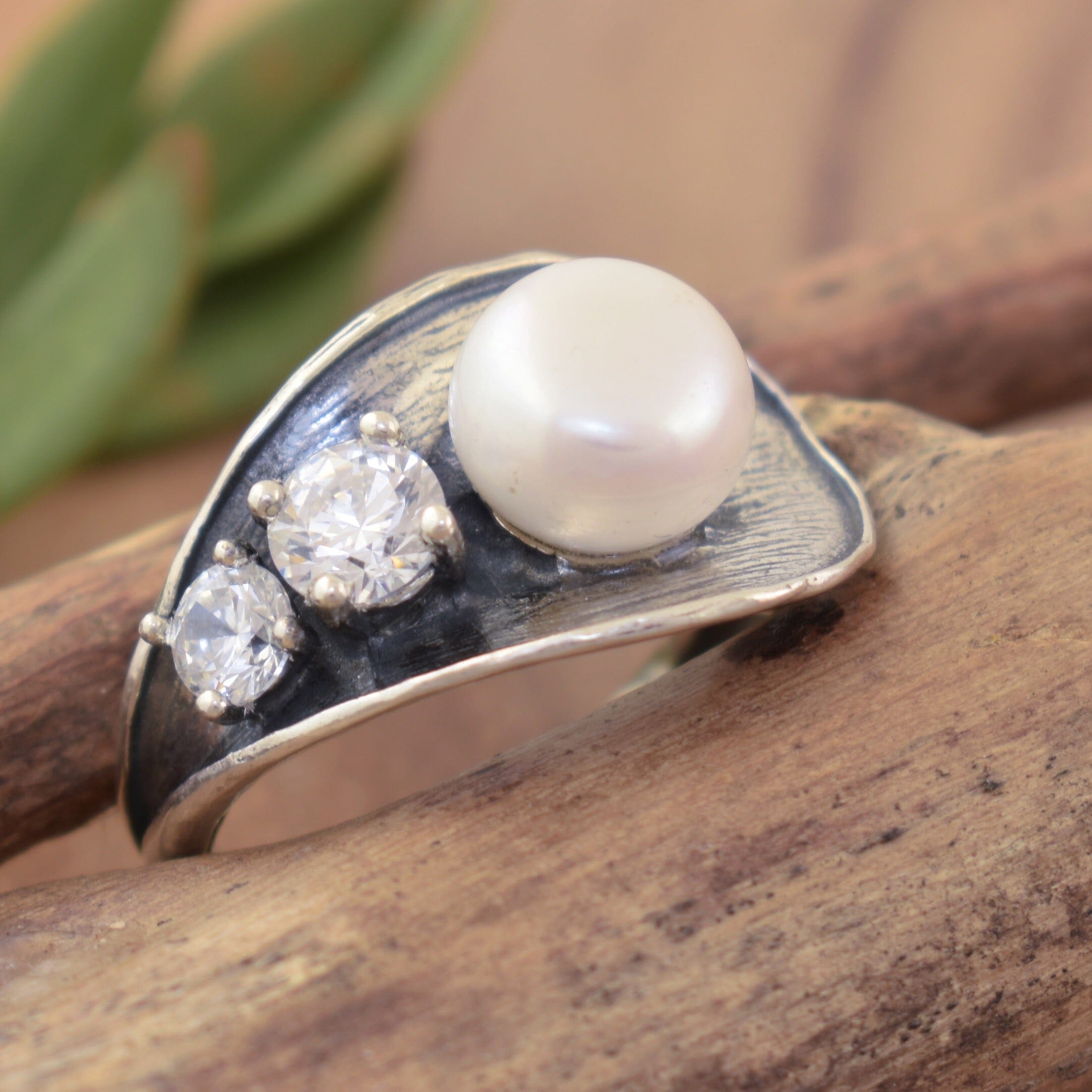 Sterling silver ring with oxidization