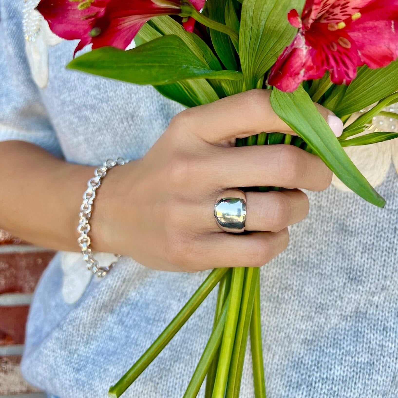 Classic Dome ring paired with the bonita bracelet