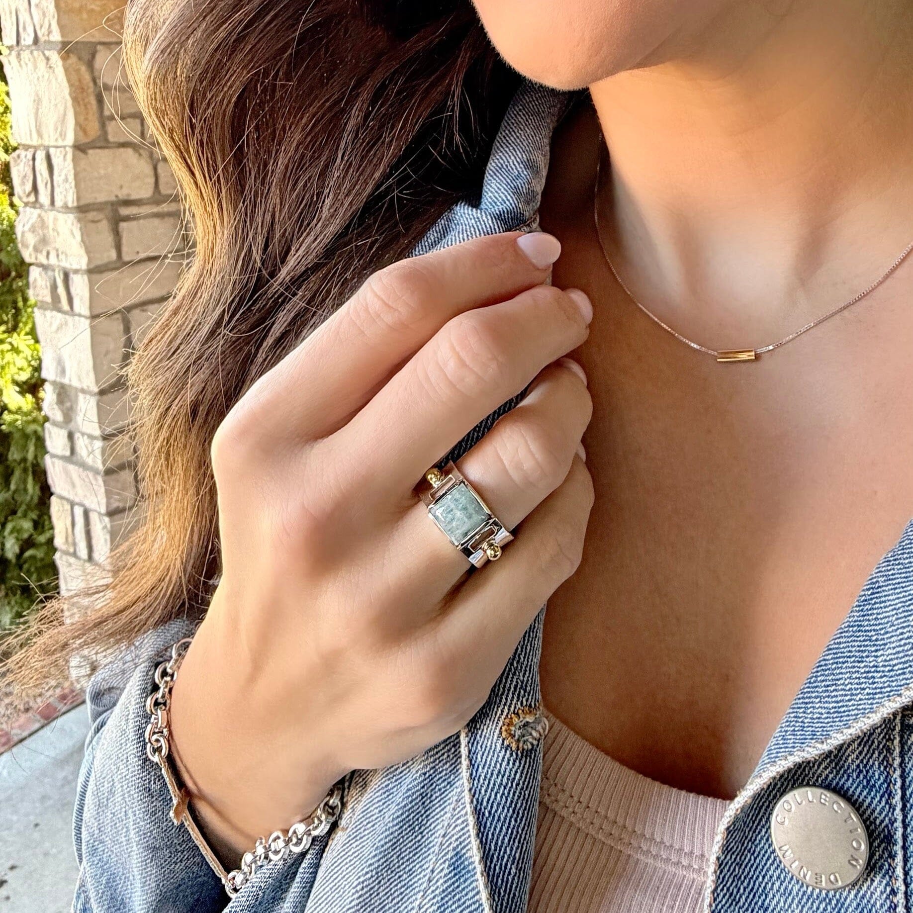 Coastal Distinction Ring paired with two-toned jewelry