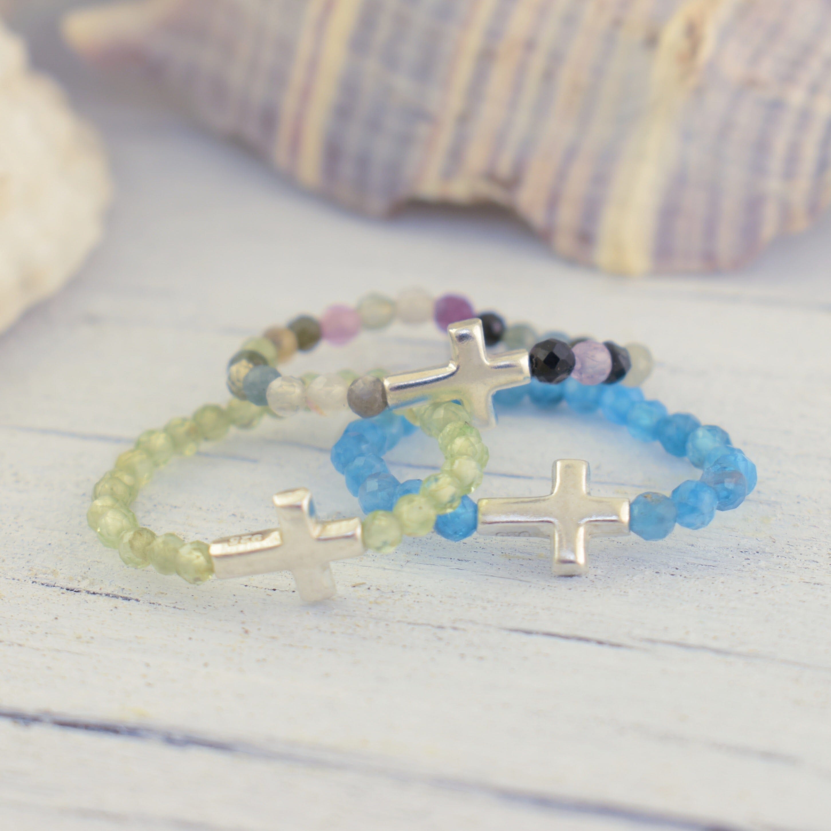 beaded cross rings