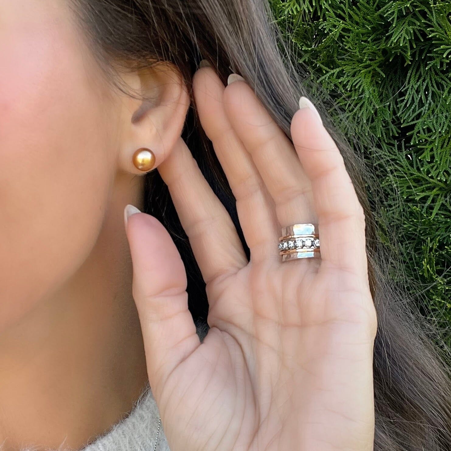 genuine chocolate-tone freshwater pearl stud earrings - Cocoa Kisses