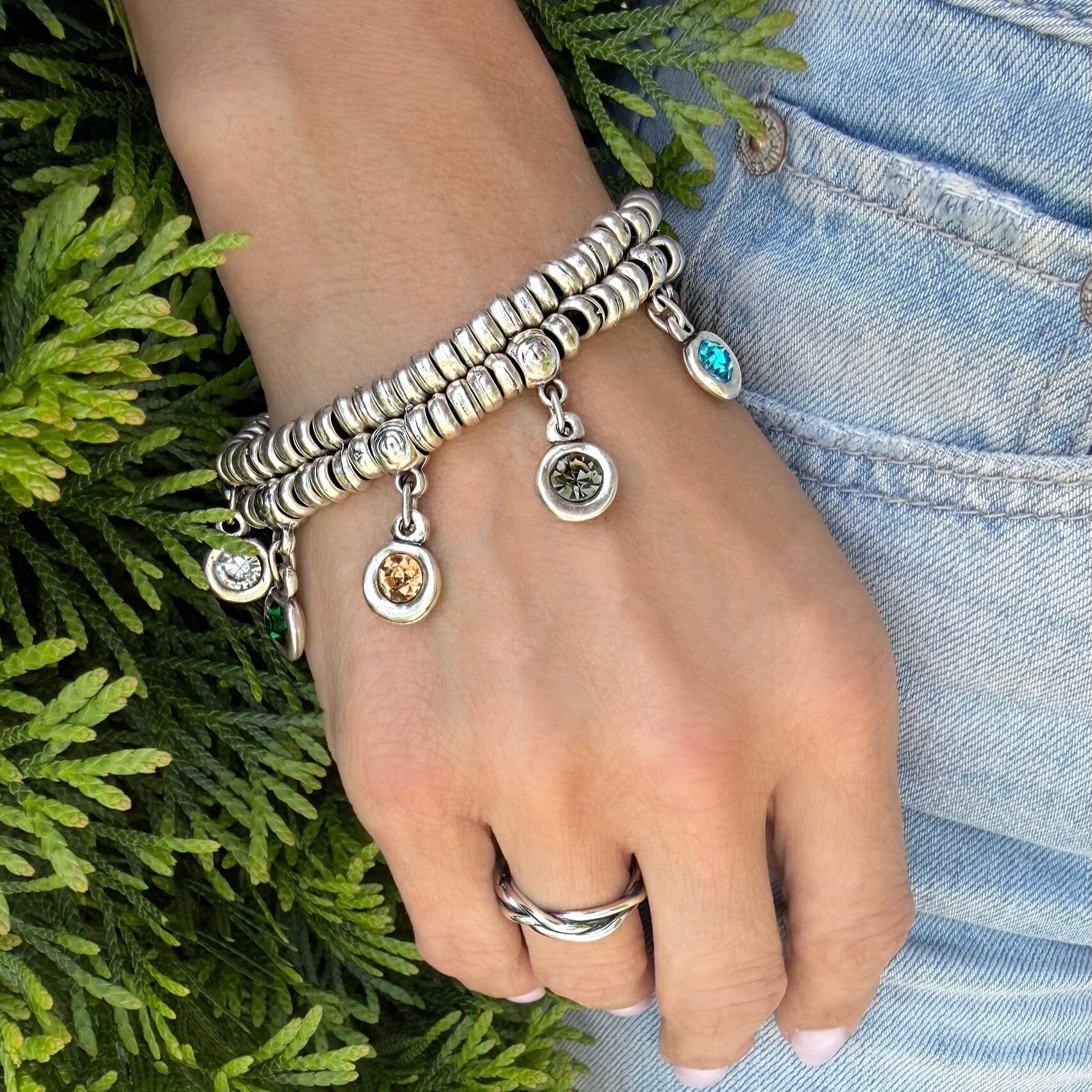 beaded bracelet featuring various crystal stones