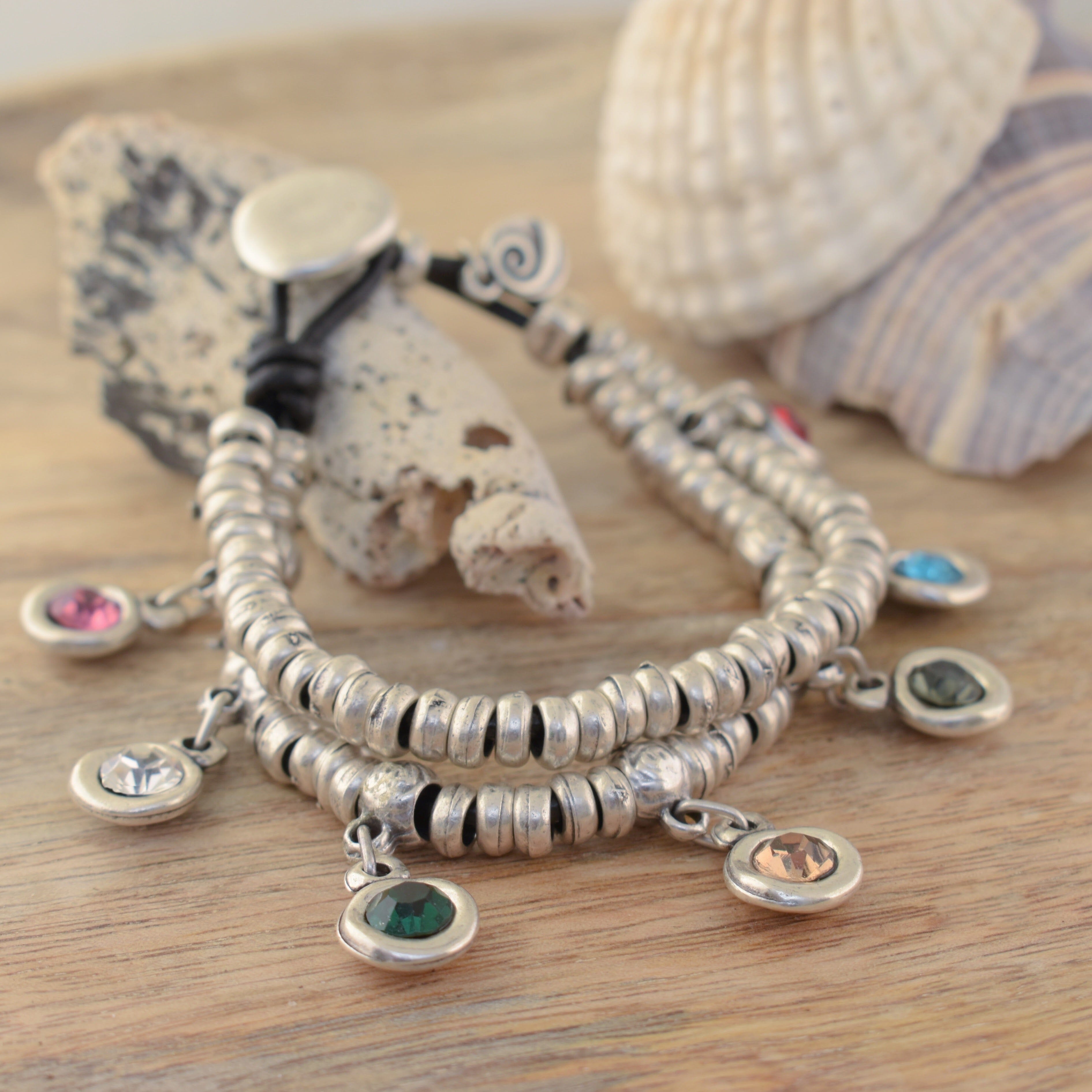 Color Me Happy bracelet with dangle birthstones