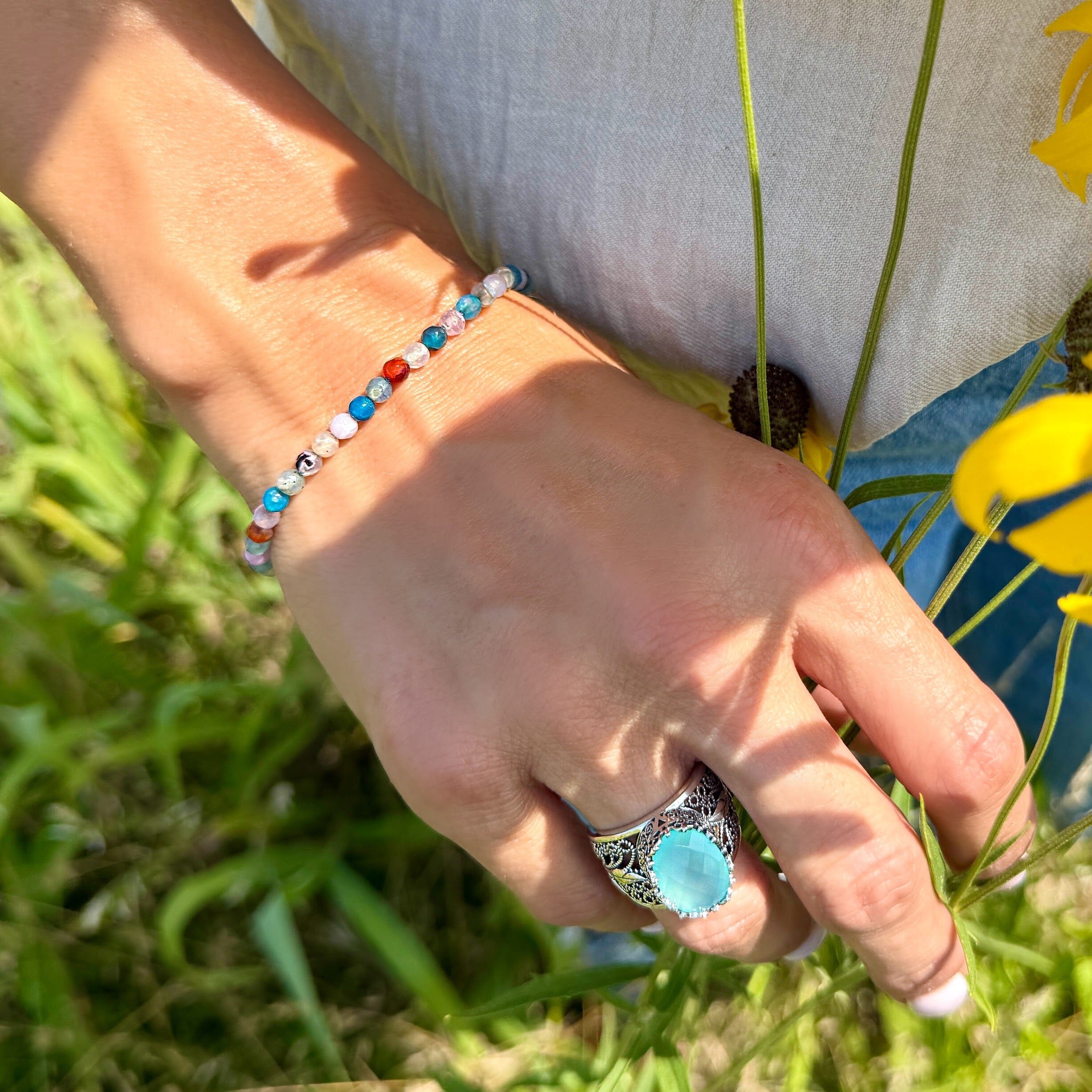 colorful beaded zamak bracelet