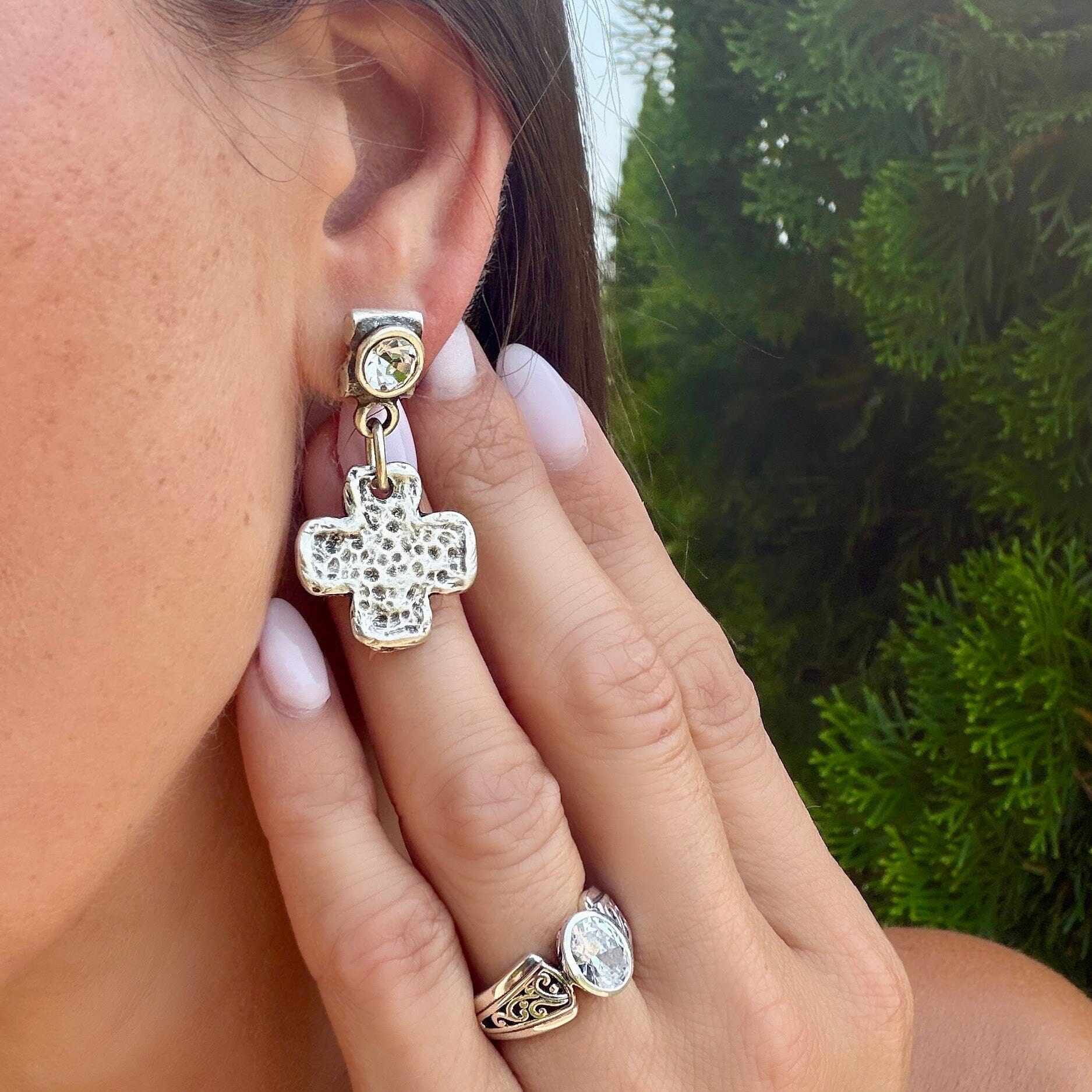statement cross earrings