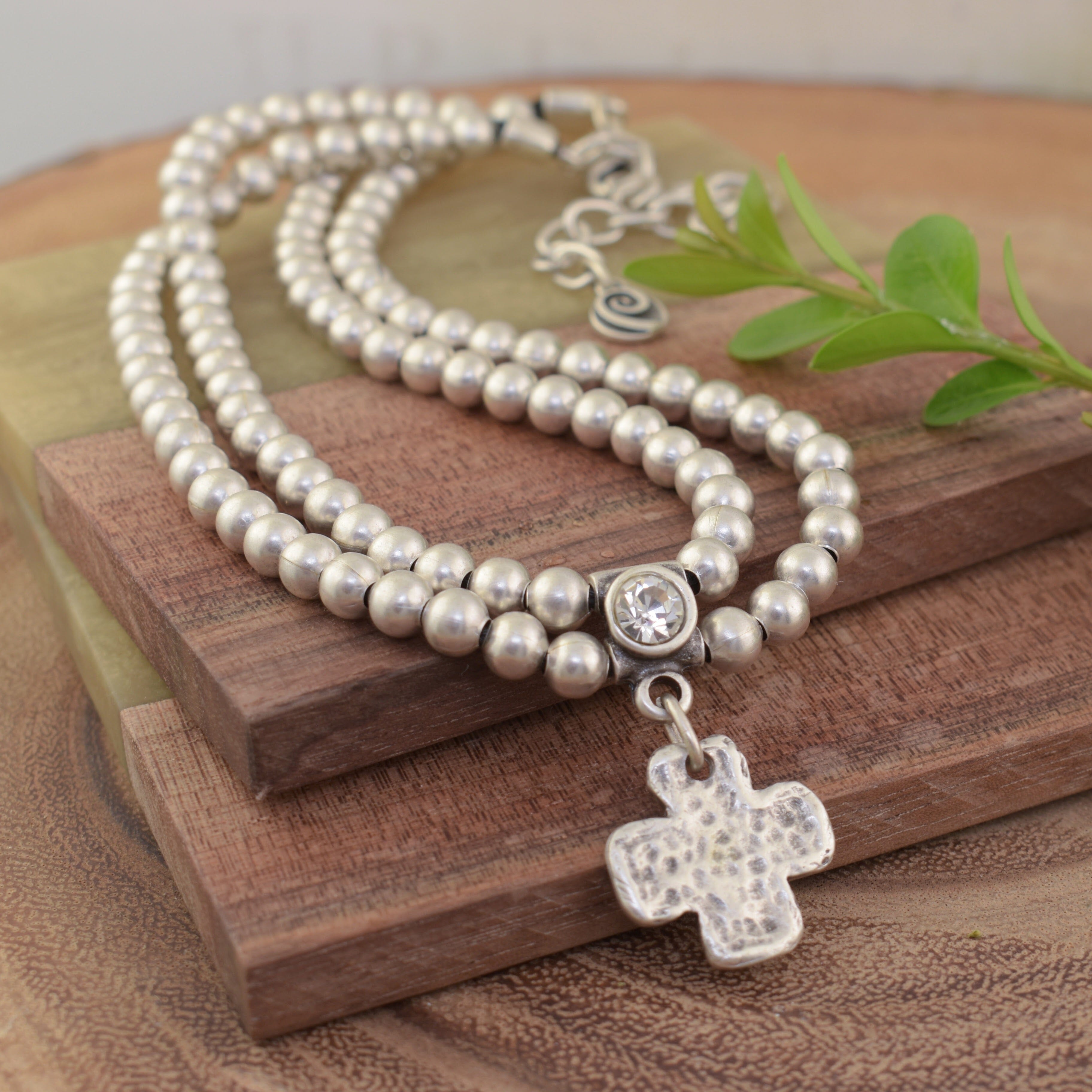 double beaded strand necklace