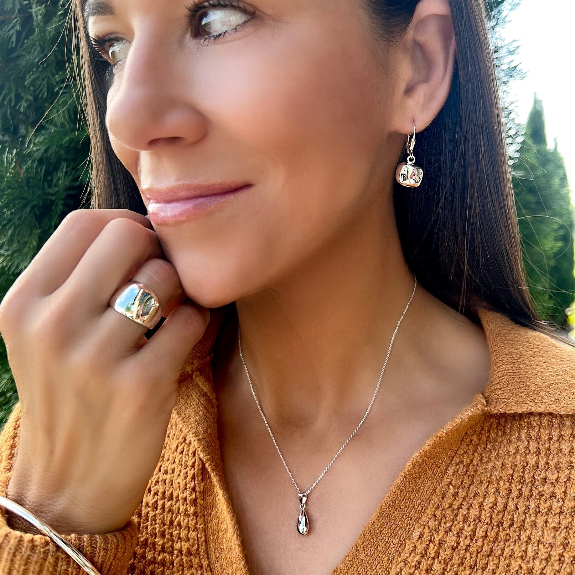 cushion style square dangle lever back earrings