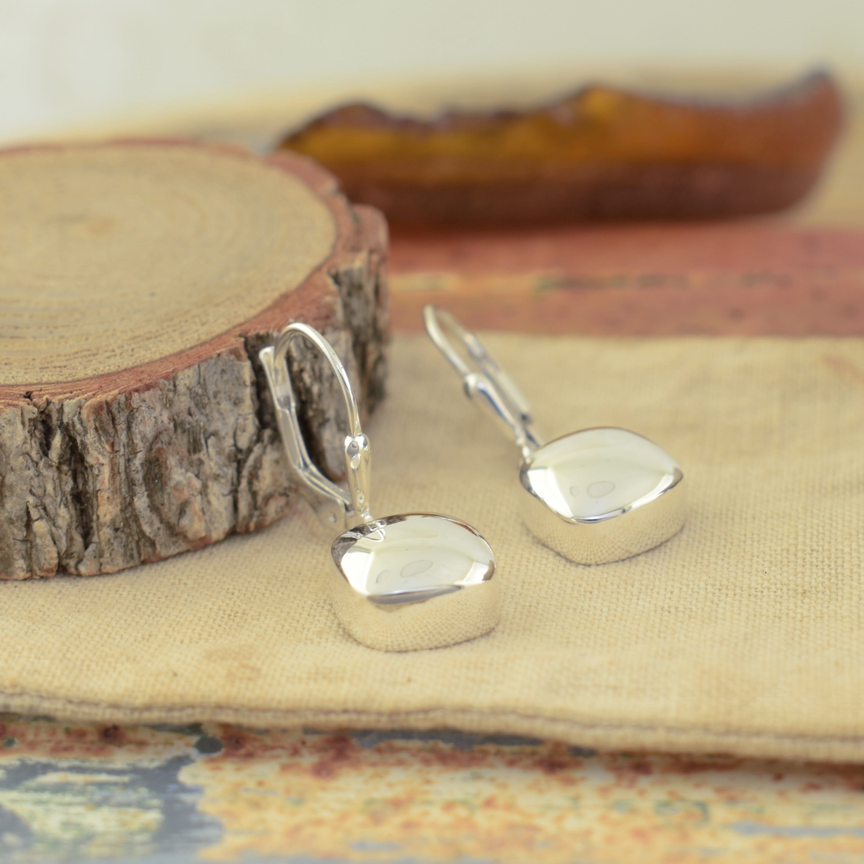 Sterling silver high polished dangle earrings