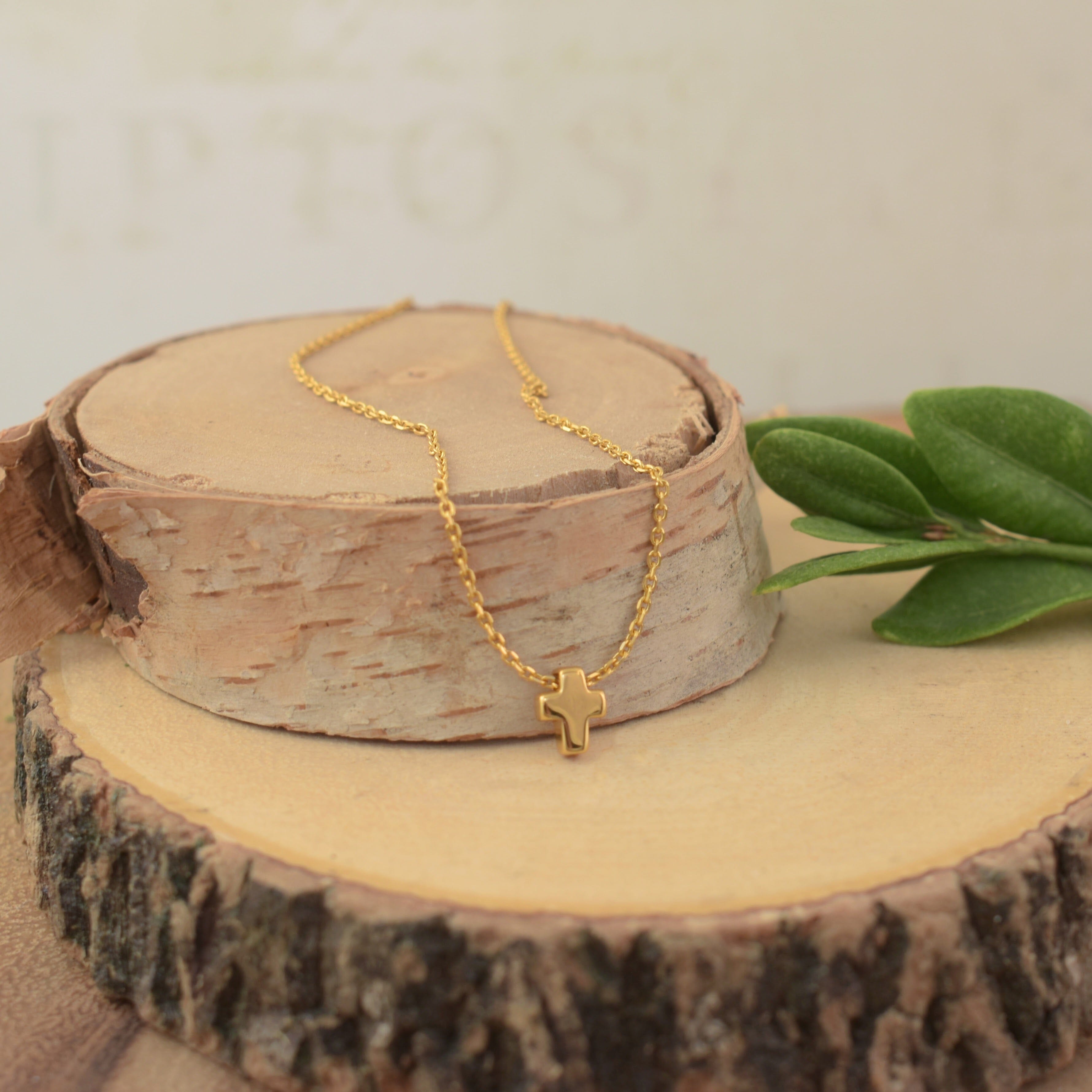 Itty Bitty Cross Necklace - Gold-Plated Sterling Silver