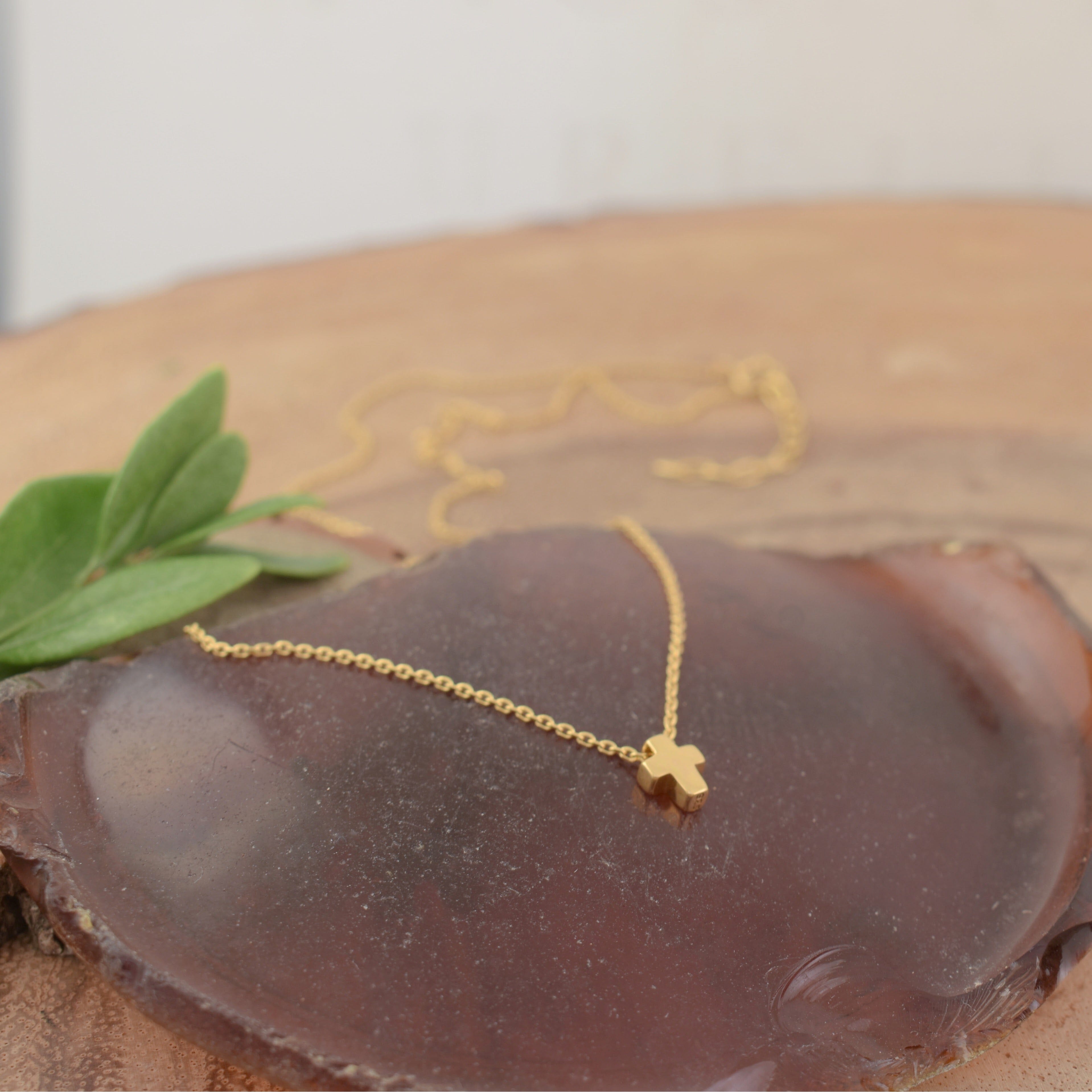 Itty Bitty Cross Necklace - Gold-Plated Sterling Silver