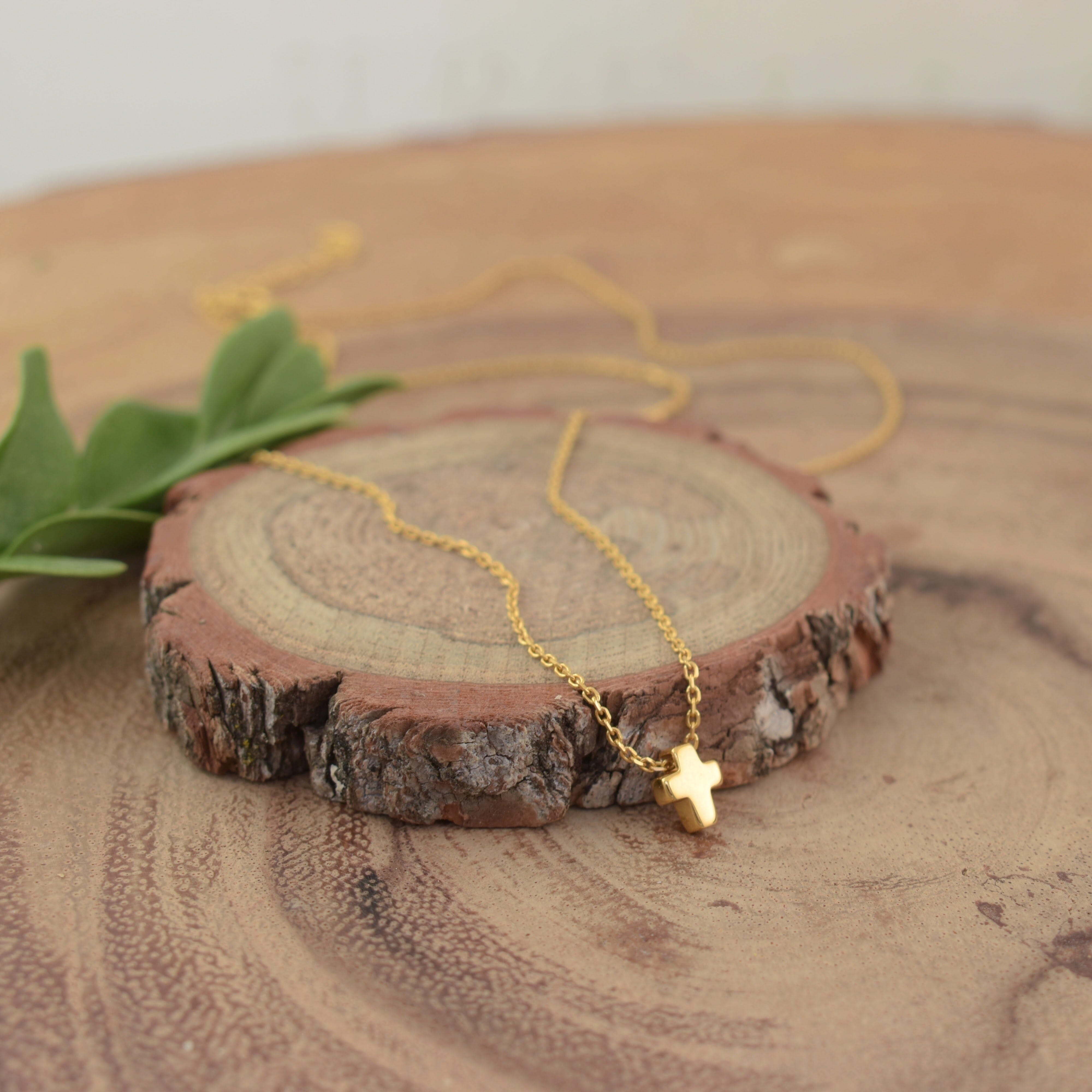 Itty Bitty Cross Necklace - Gold-Plated Sterling Silver