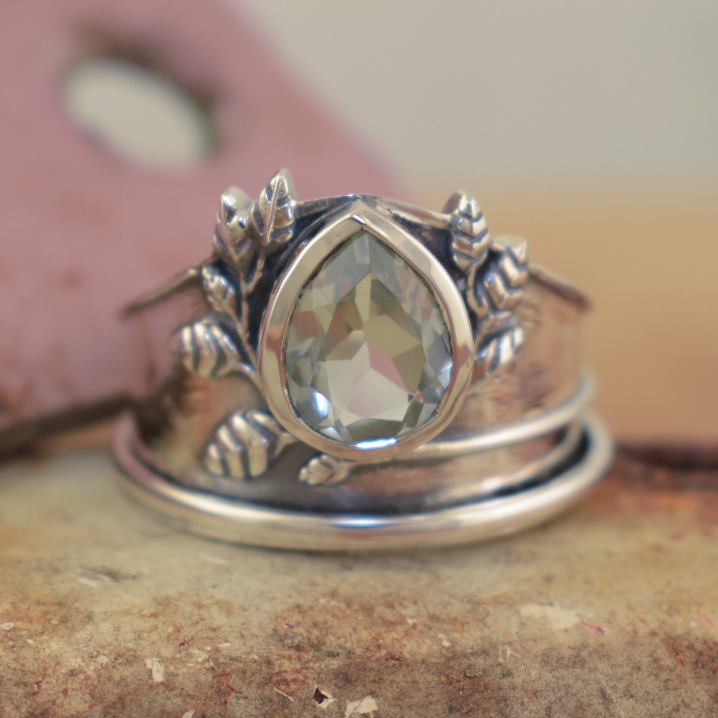 sterling silver ring with an amethyst stone