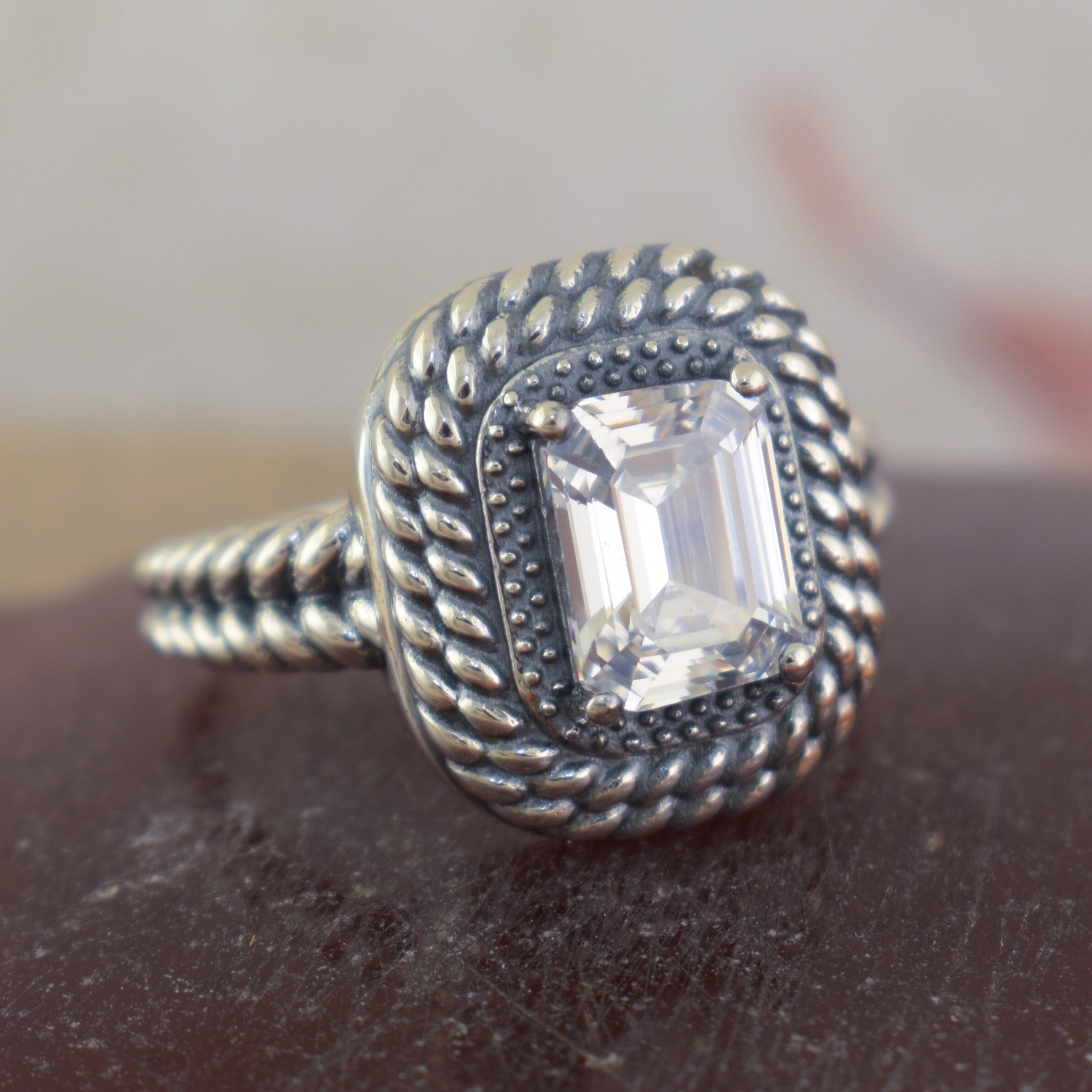 woven detailed ring with a braided look on the band 