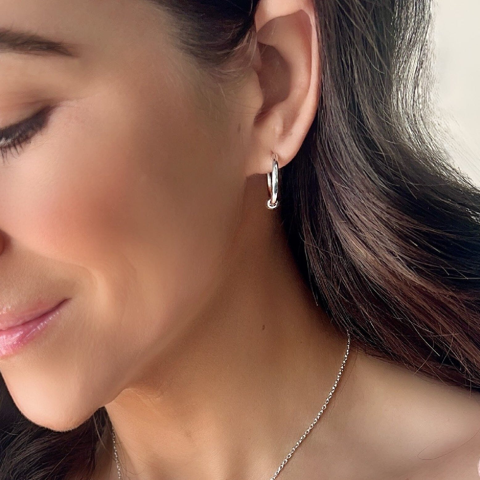 minimalist silver Disco Hoop Earrings