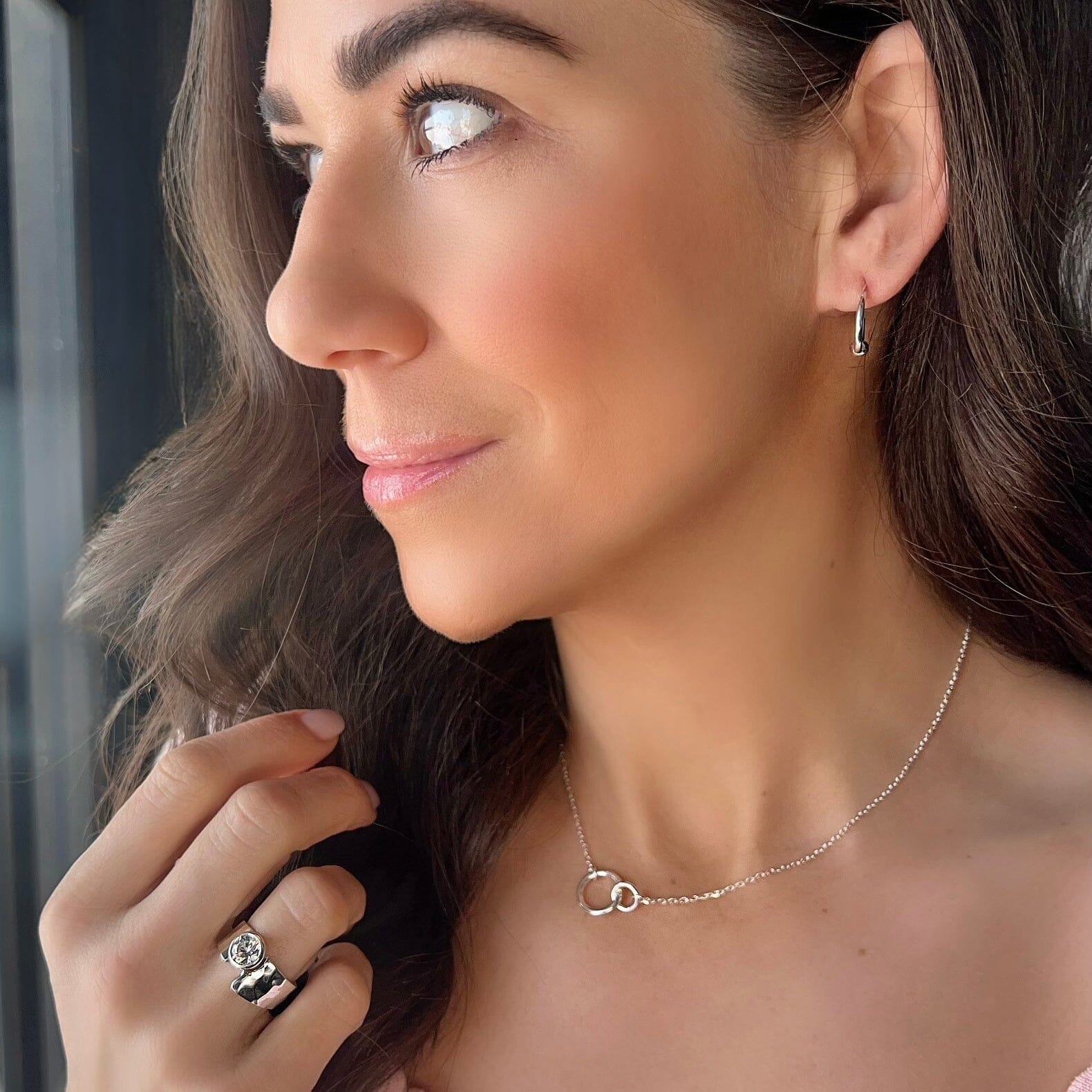Disco Hoop Earrings paired with It Takes Two Necklace and Modern Posh Ring