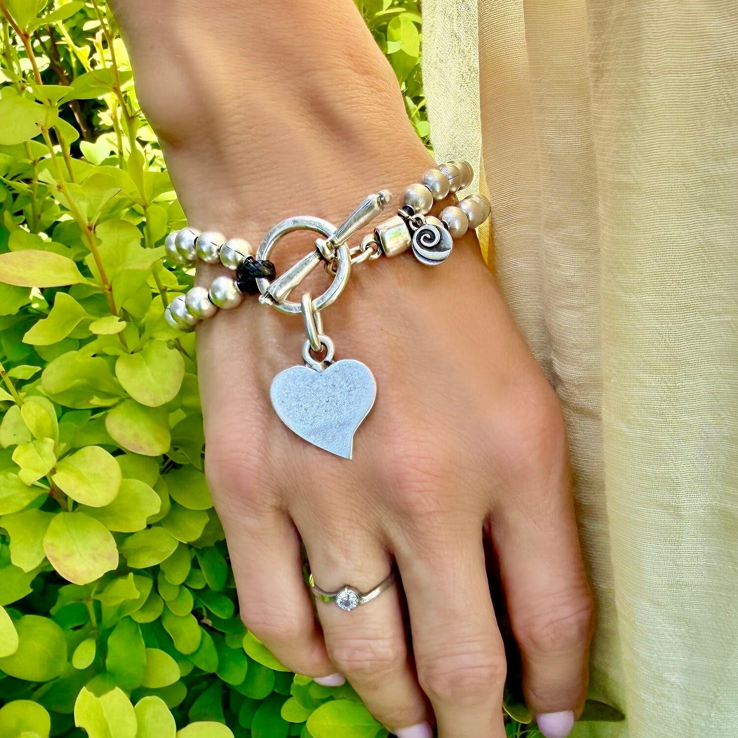 zamak beaded heart bracelet