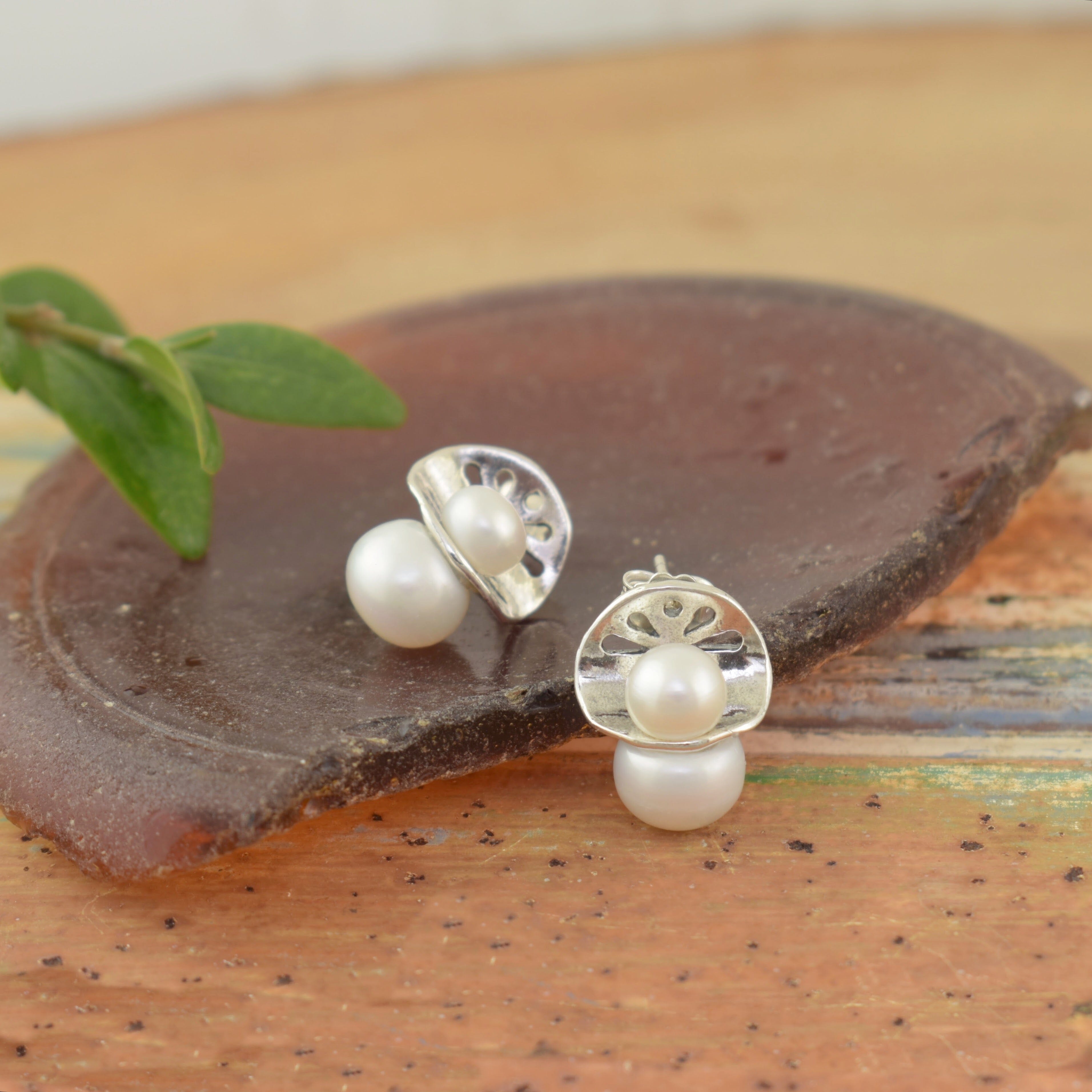 Sterling silver earrings with pearls