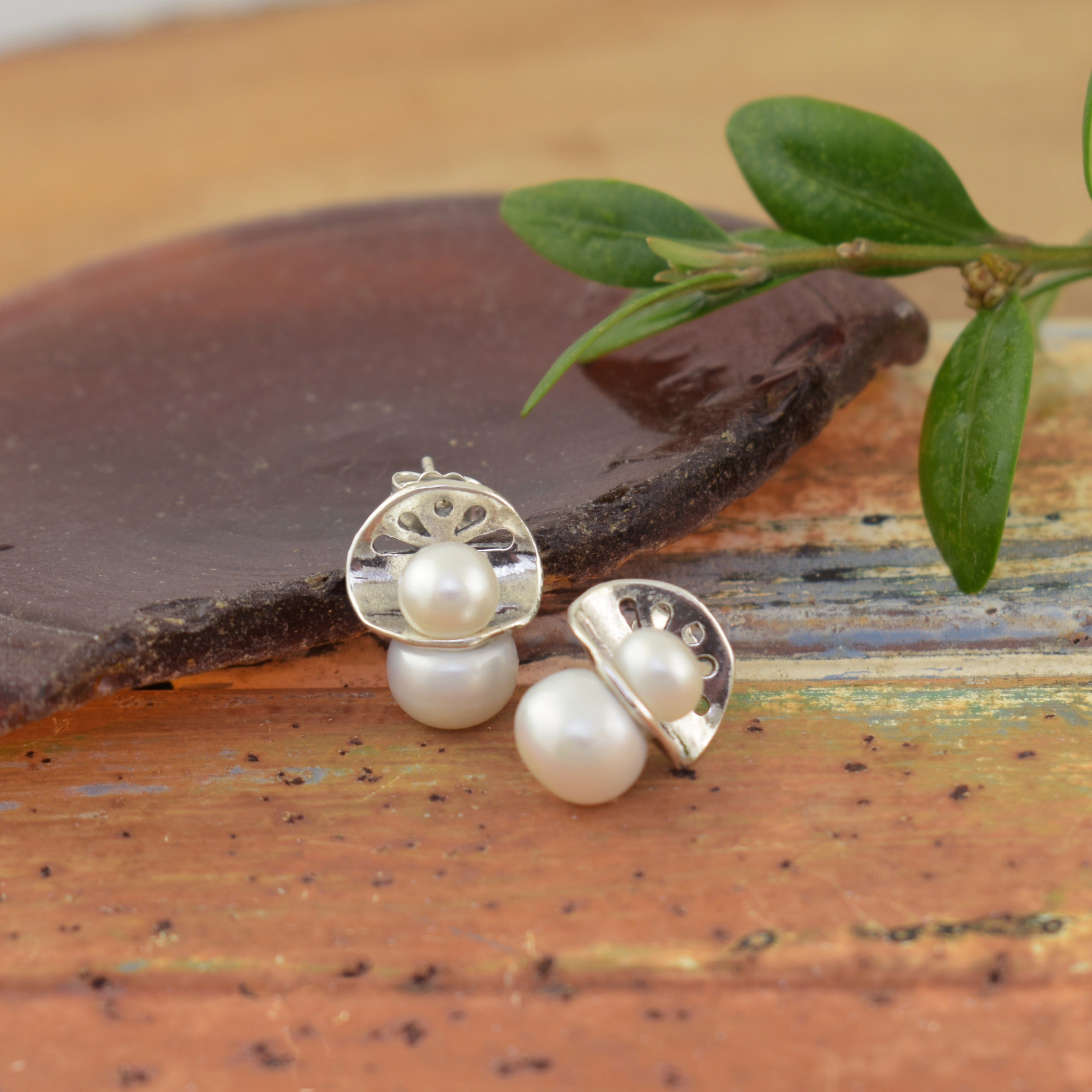 Fresh water pearls with sterling silver post earrings