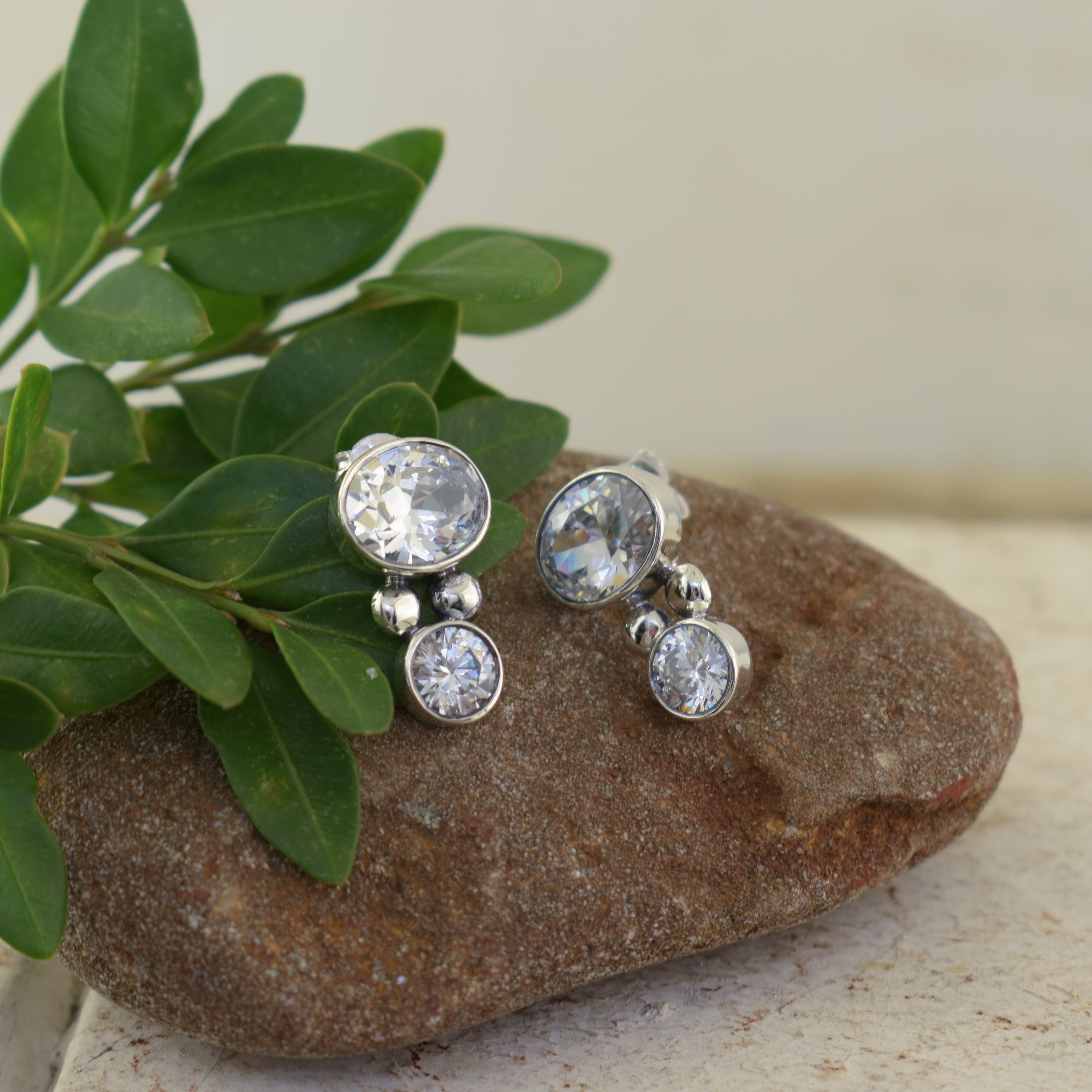 sterling silver CZ stone earrings