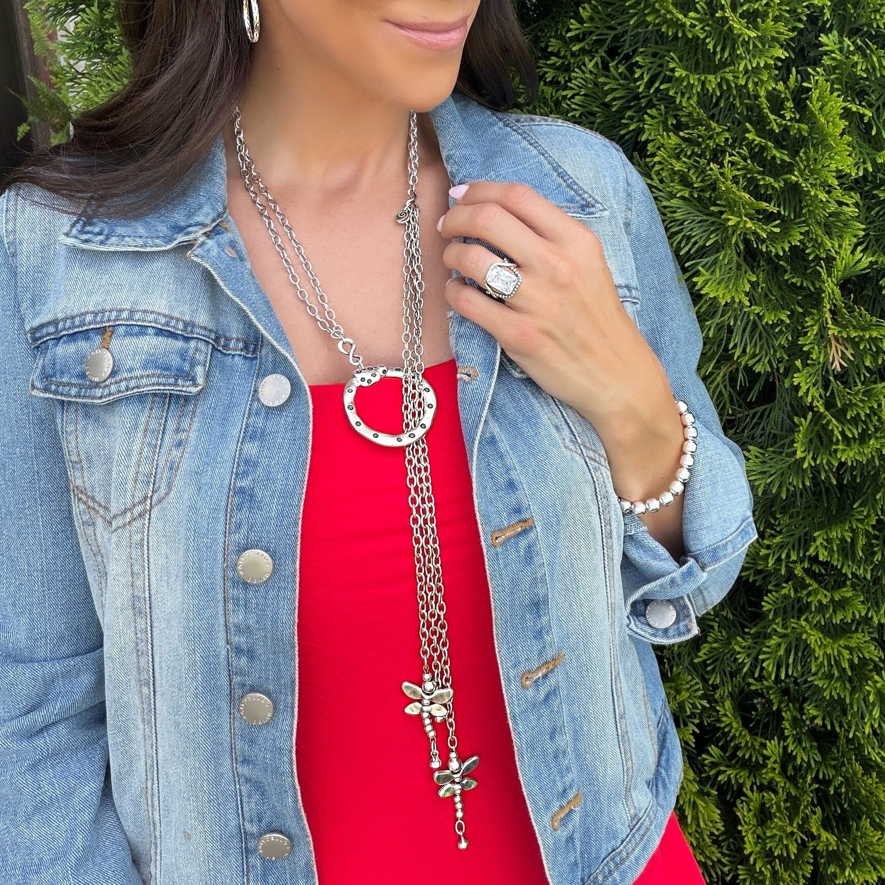 long dragonfly statement necklace