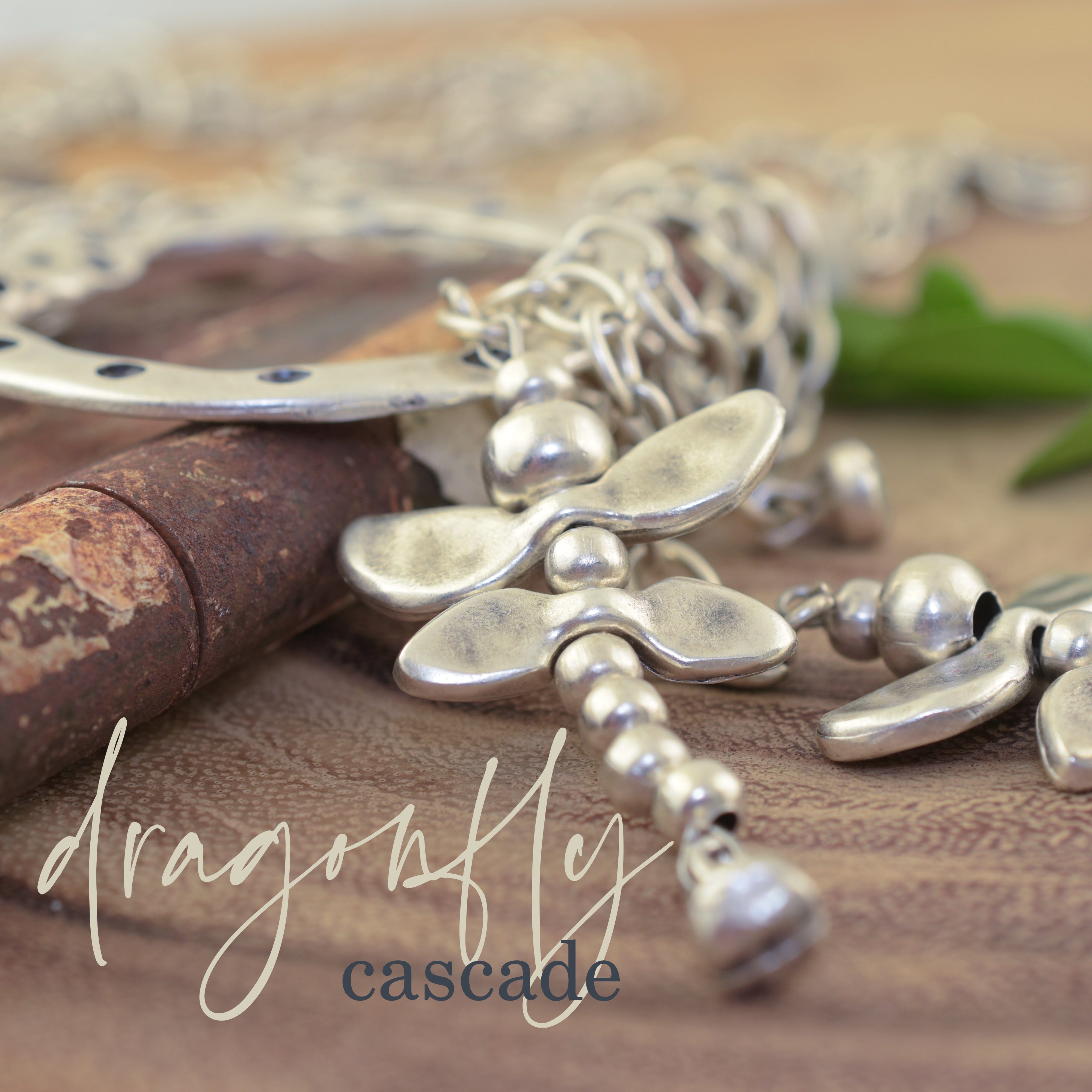 Dragonfly Cascade Lariat Necklace