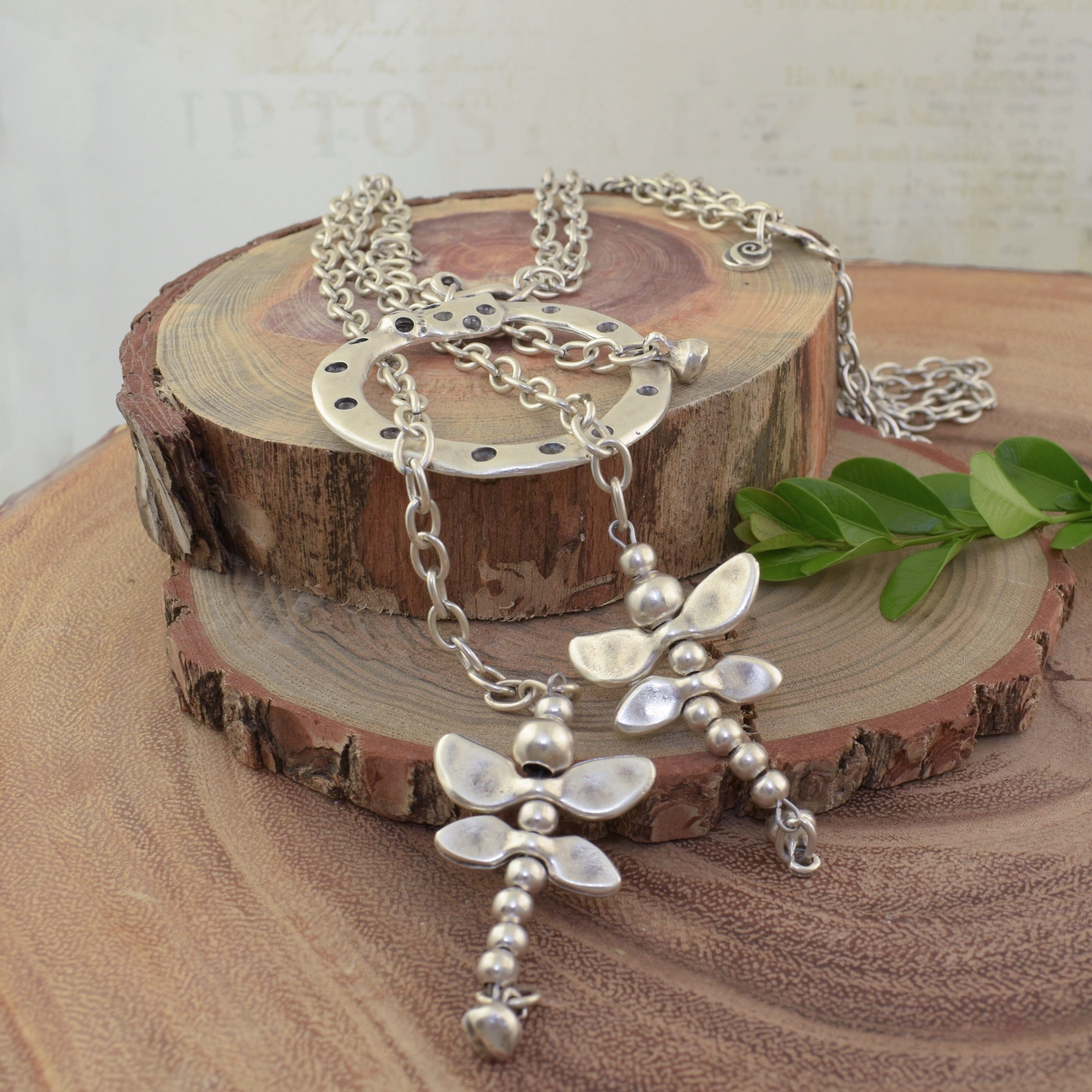 Dragonfly Cascade Lariat Necklace