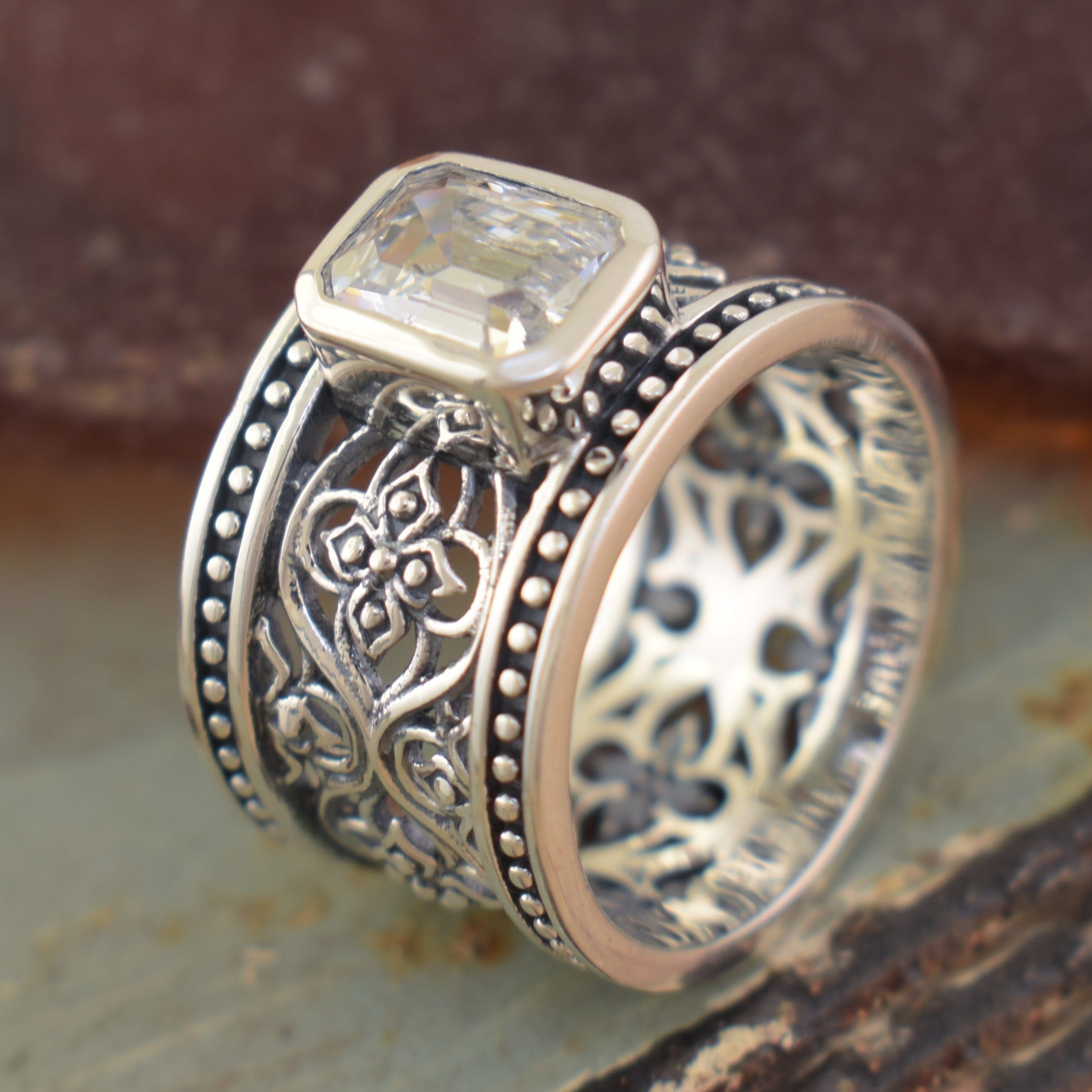 bezel set sterling silver ring