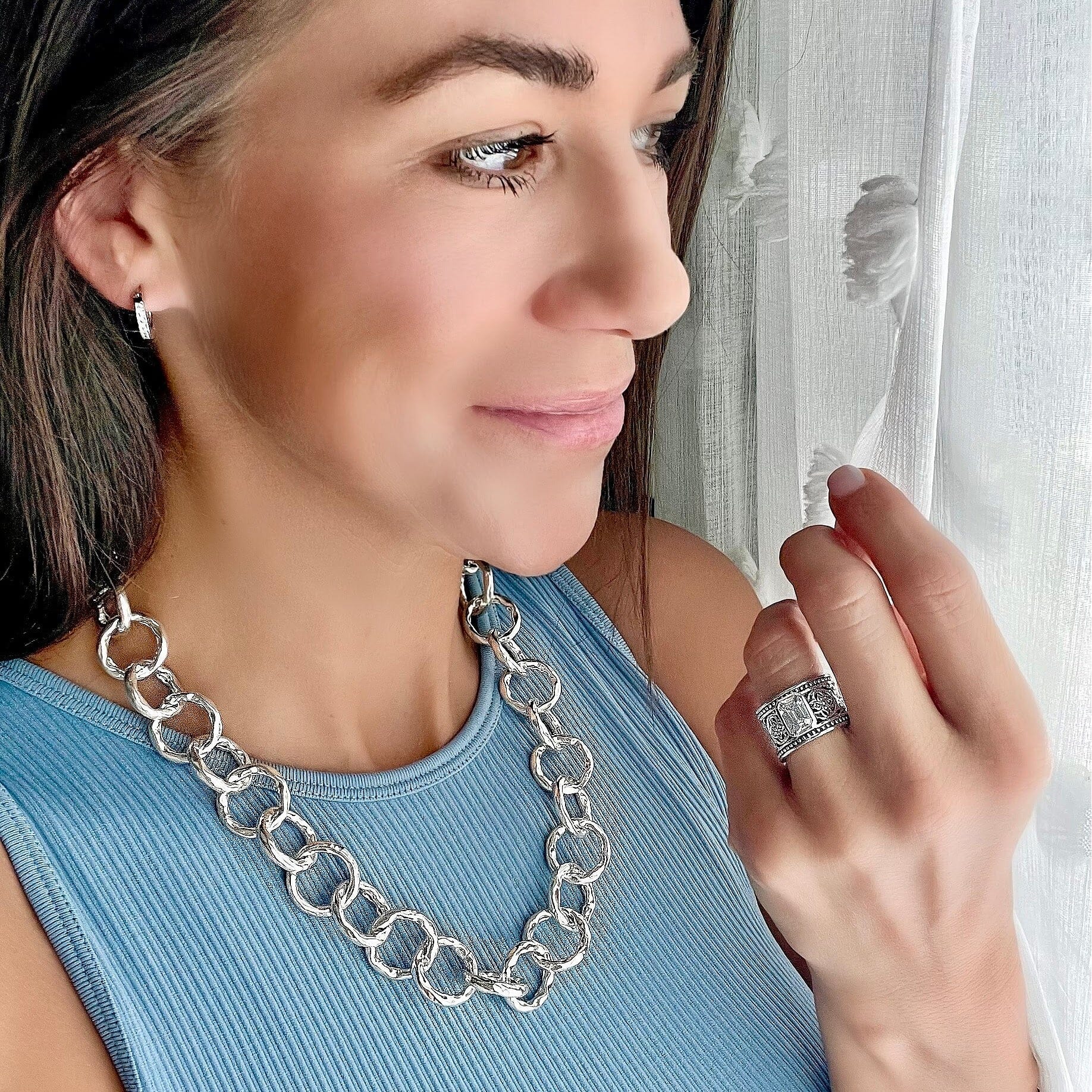 Drama Queen ring paired with the Todays girl necklace and teensy hoops