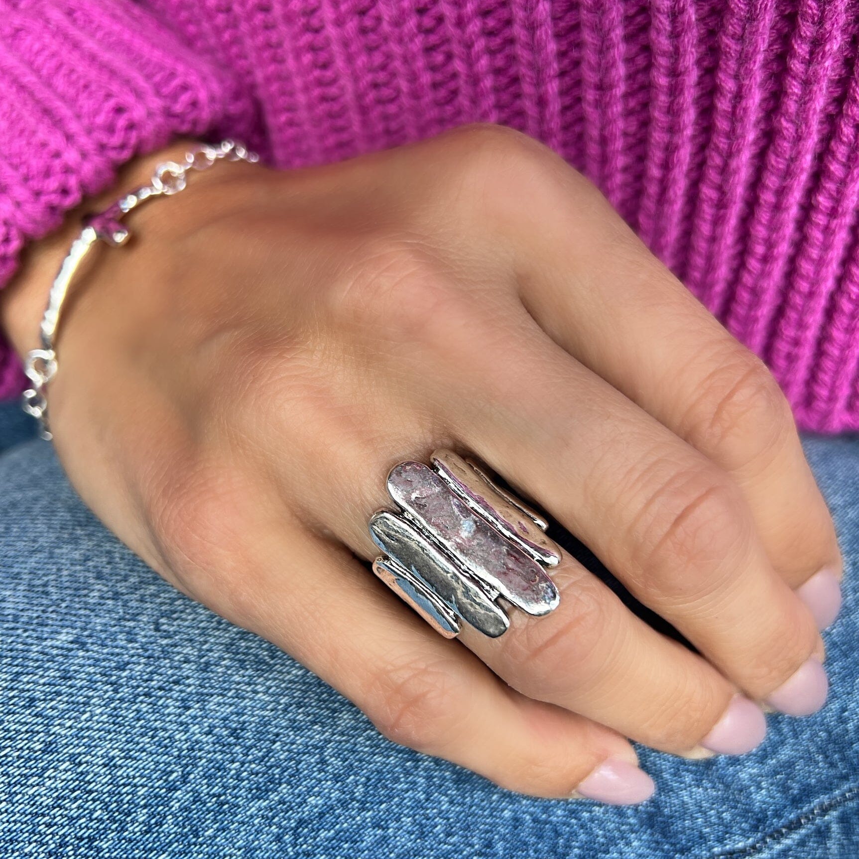 beachy, bohemian style Driftwood Ring in sterling silver