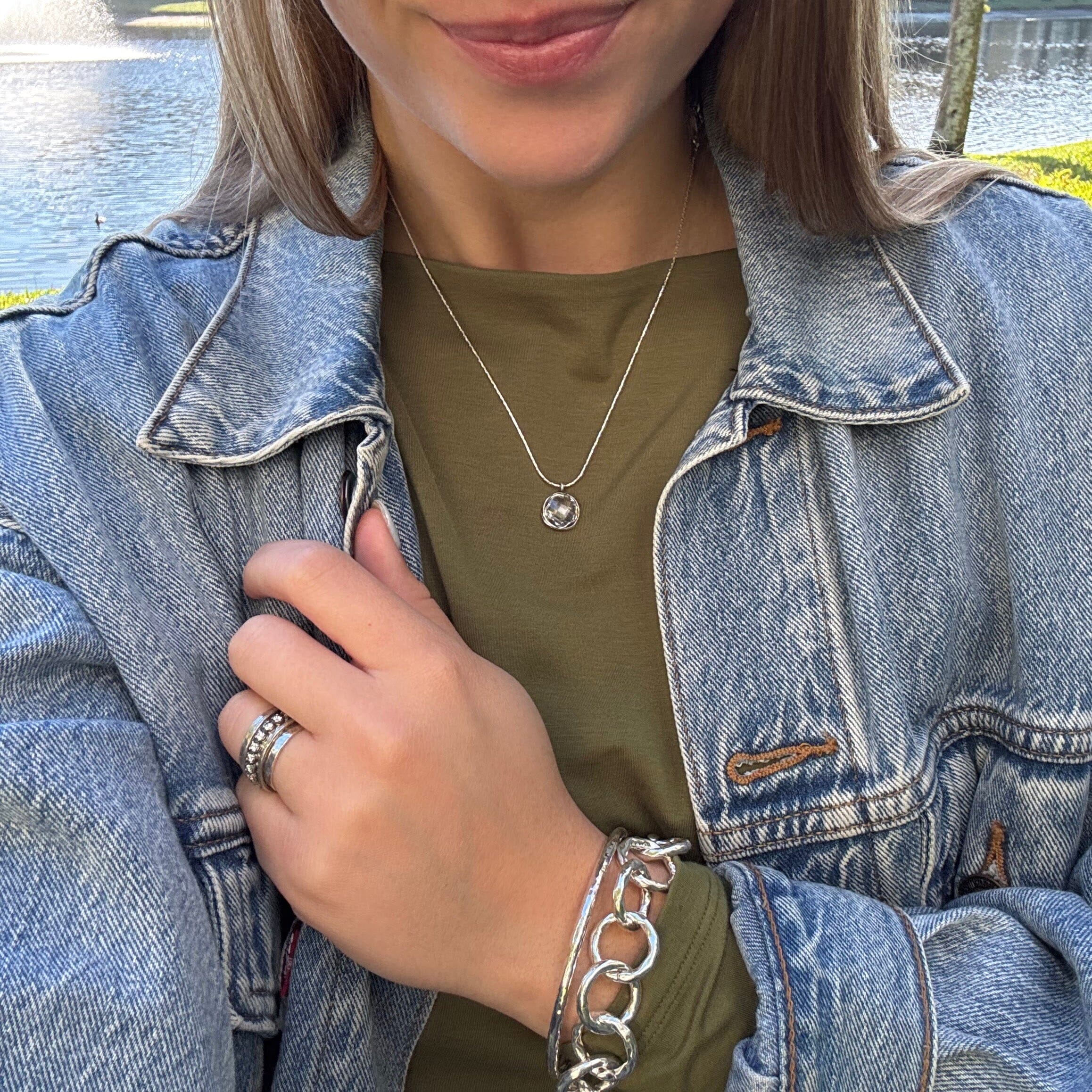 Easy Glow Necklace paired with .925 sterling silver jewelry