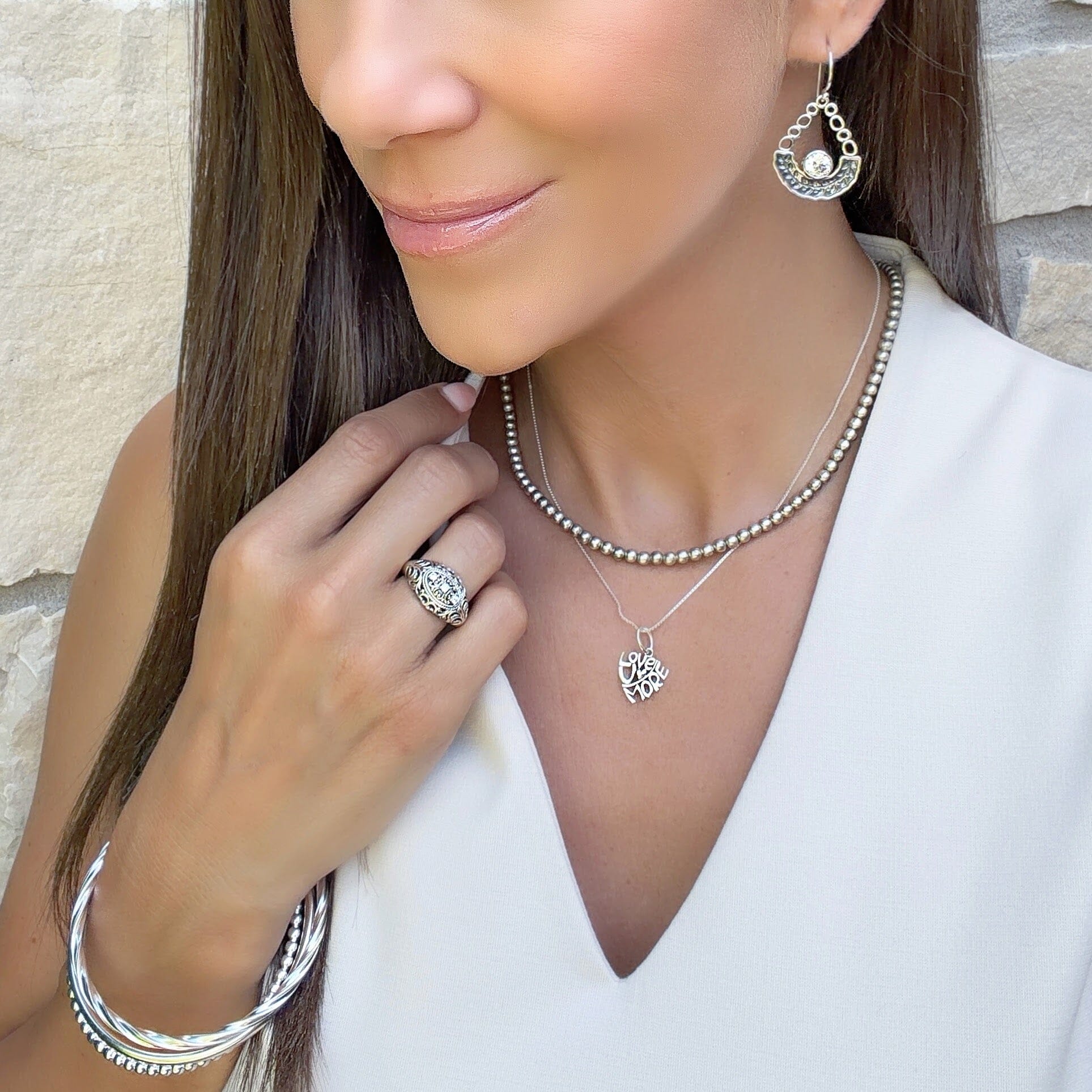 beaded layering necklace with adjustable length