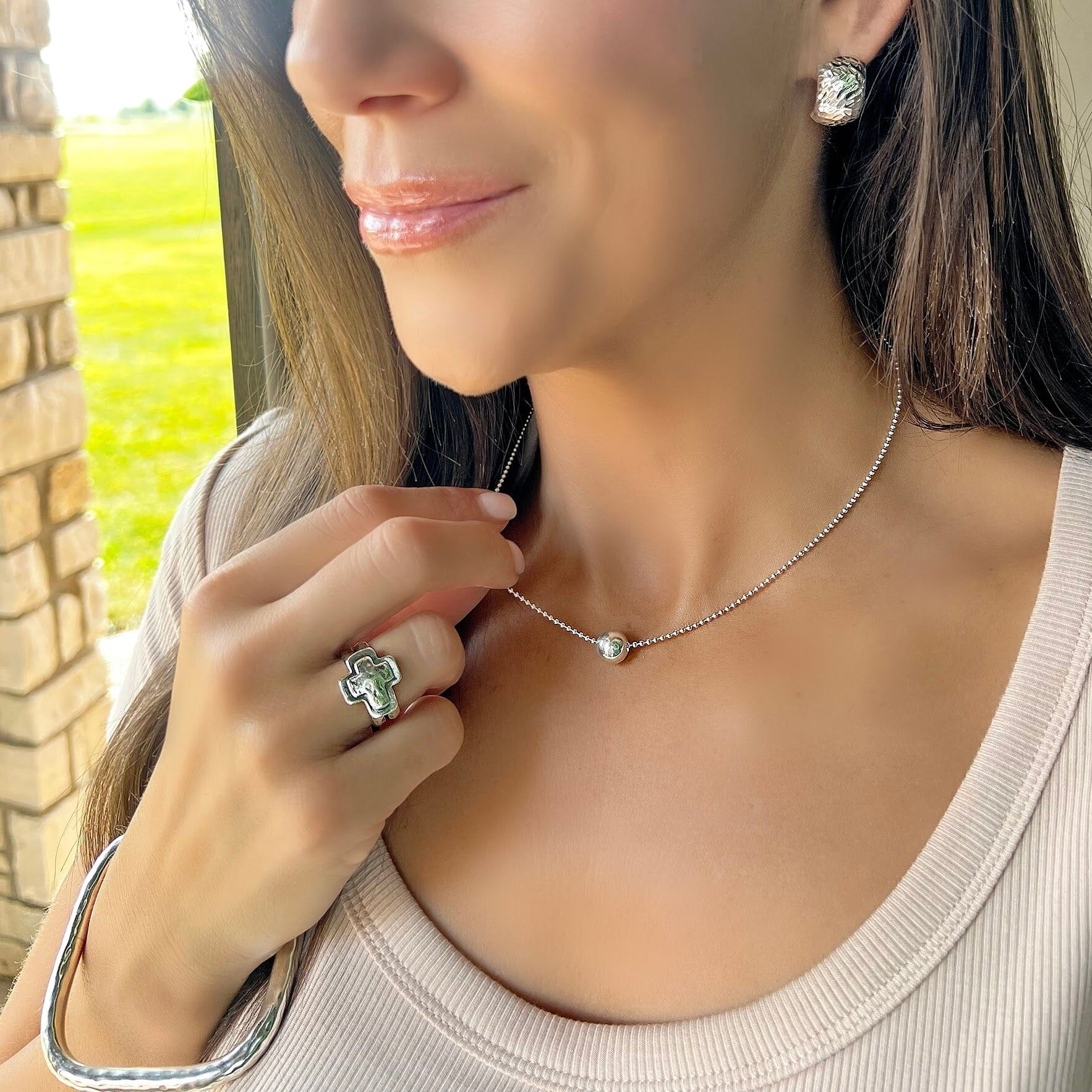 Handcrafted sterling silver ball necklace Elementary My Dear