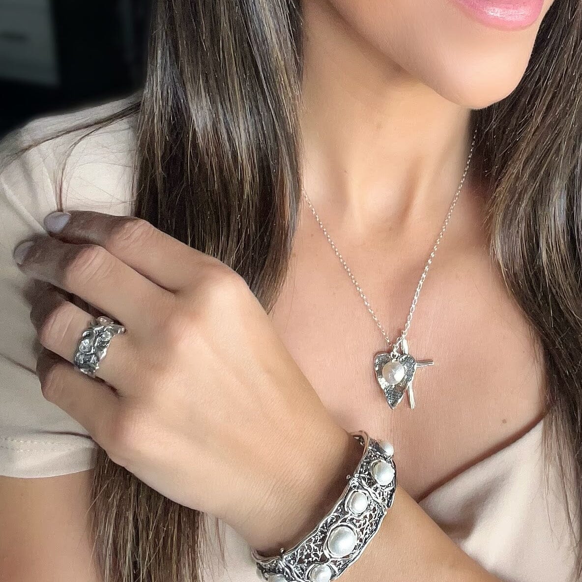 Ellie Ring paired with Fabulous Bracelet and Fearless Necklace