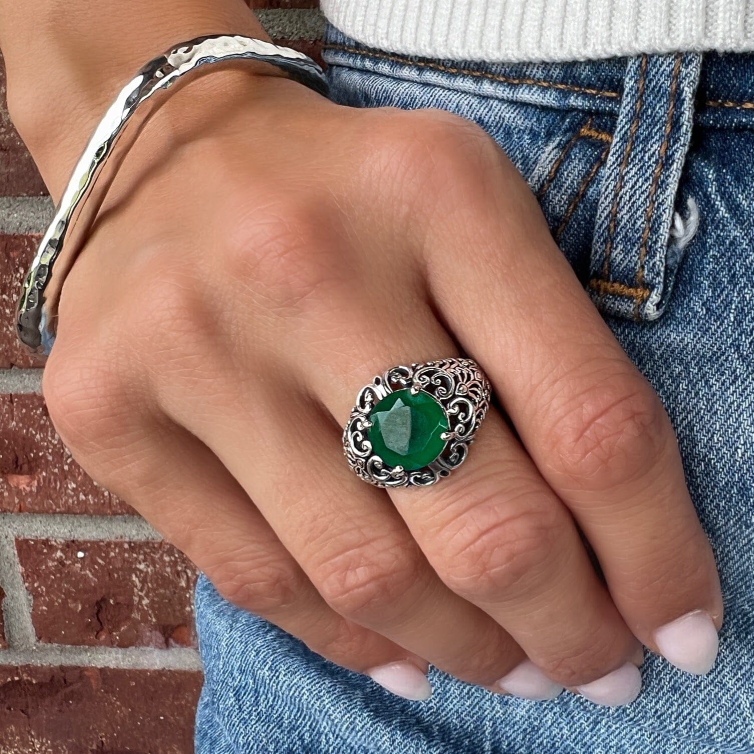 green onyx Envy Ring in sterling silver