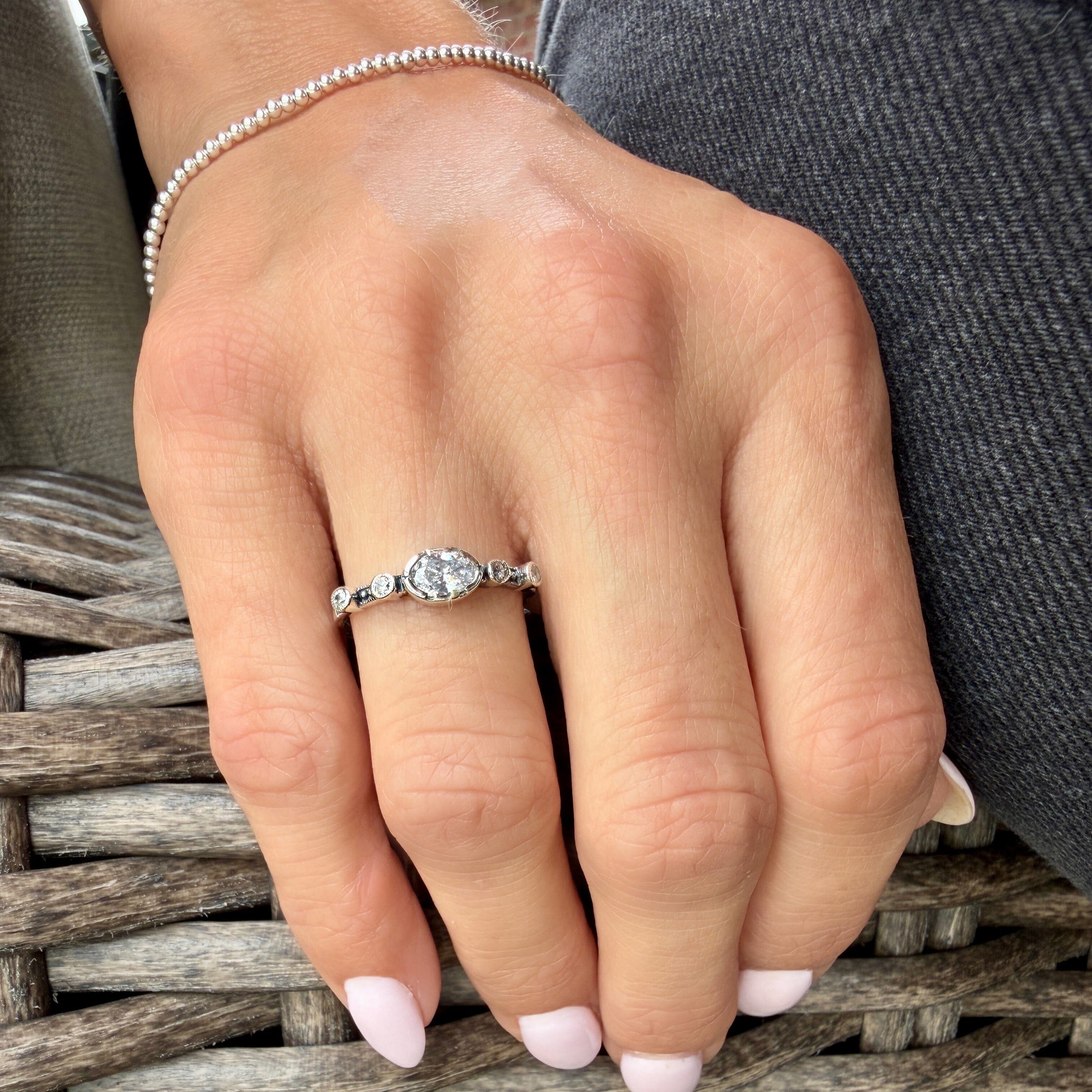dainty vintage cz ring in .925 sterling silver