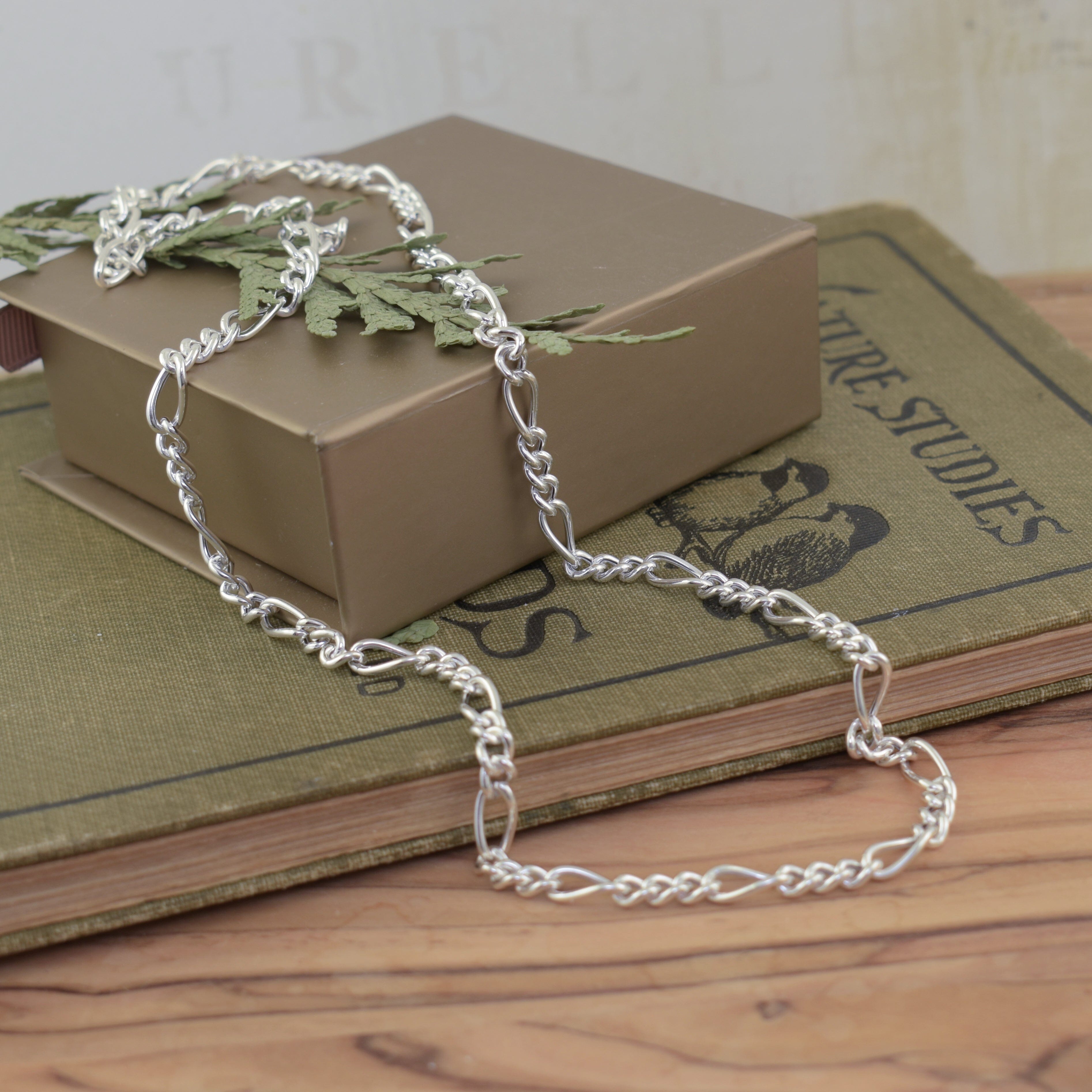 sterling silver minimalist style chain with various twisted links