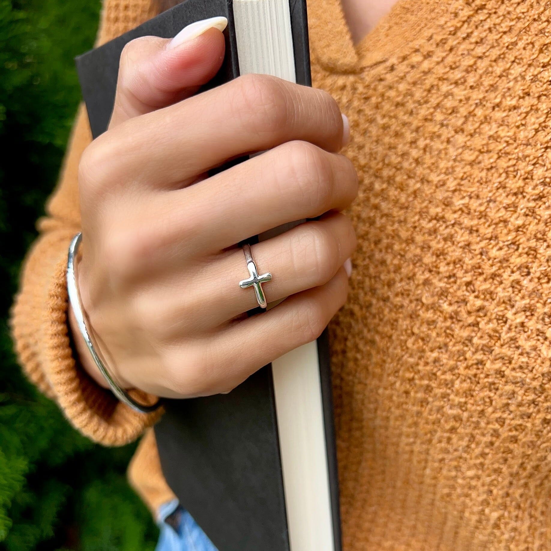 Faithful ring high polished silver paired with the My go to bangle