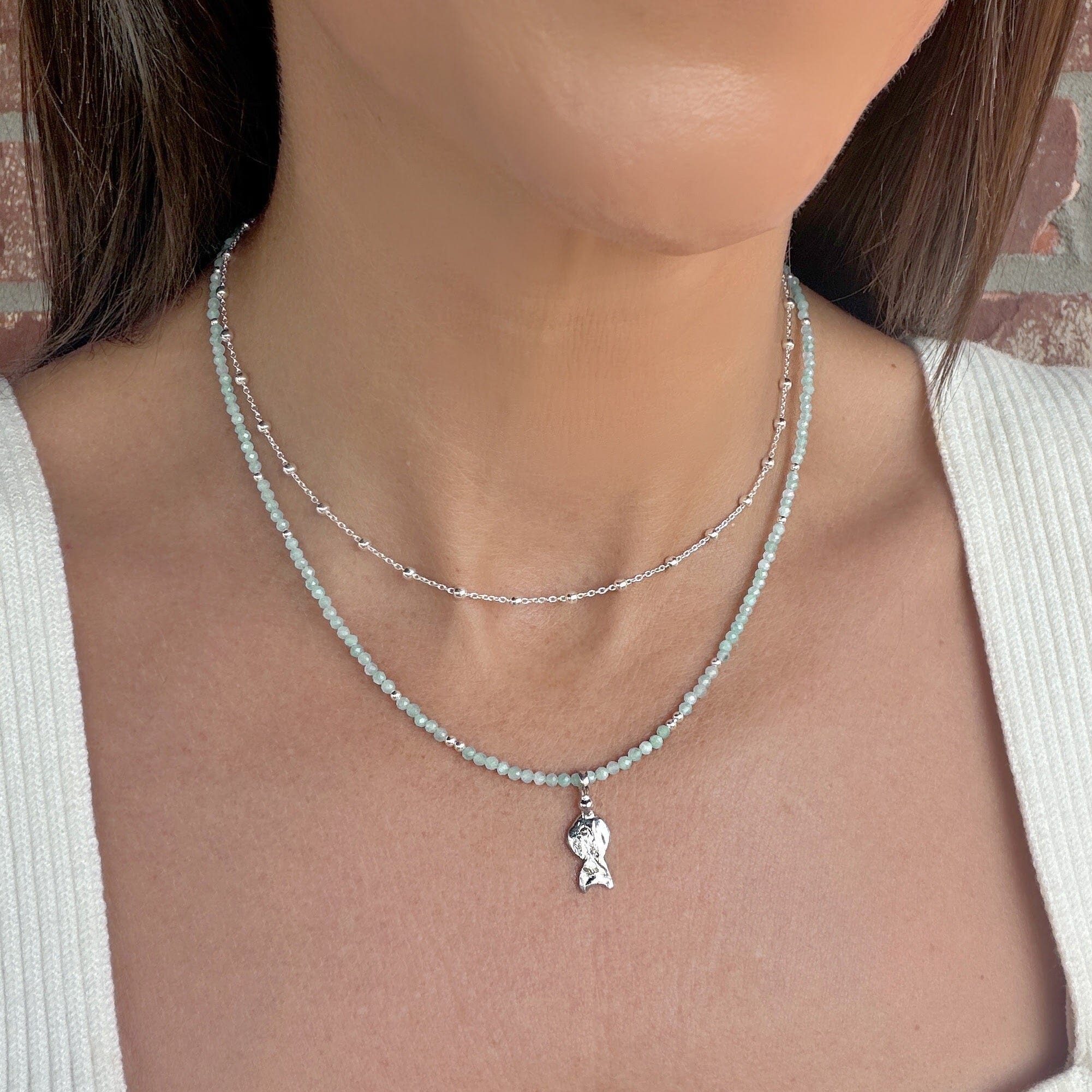 light mint green beaded necklace