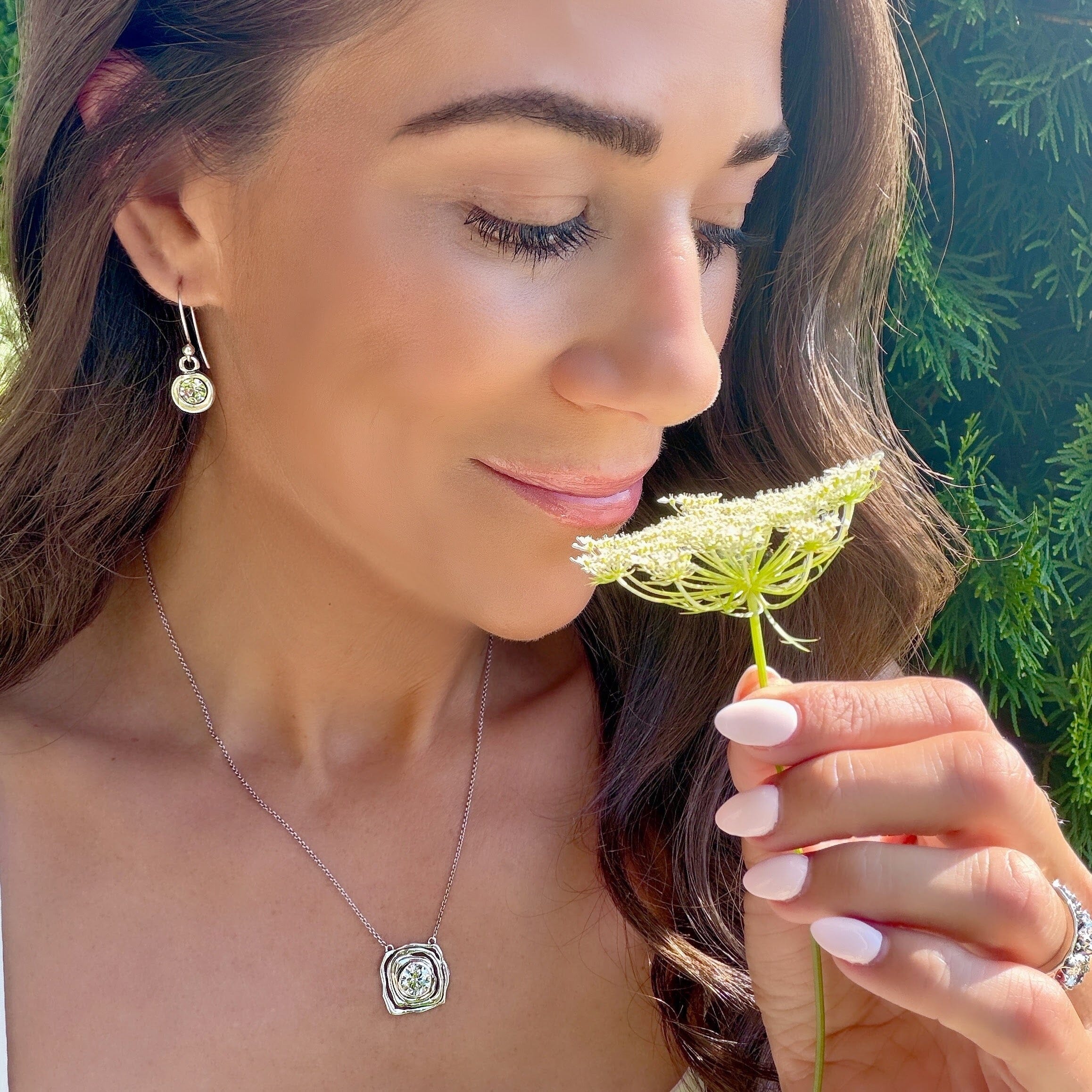 hook earrings with a silver cz dangle
