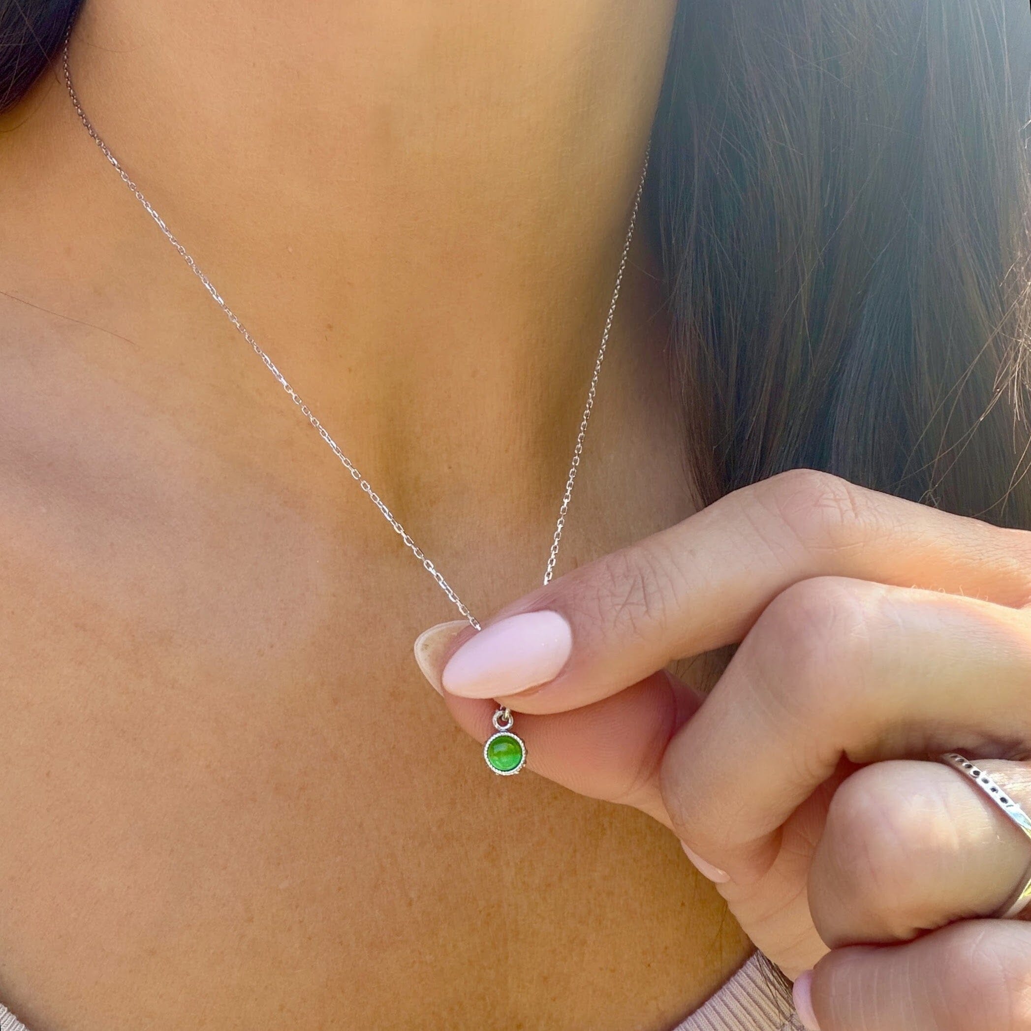 sterling silver and green zircon stone