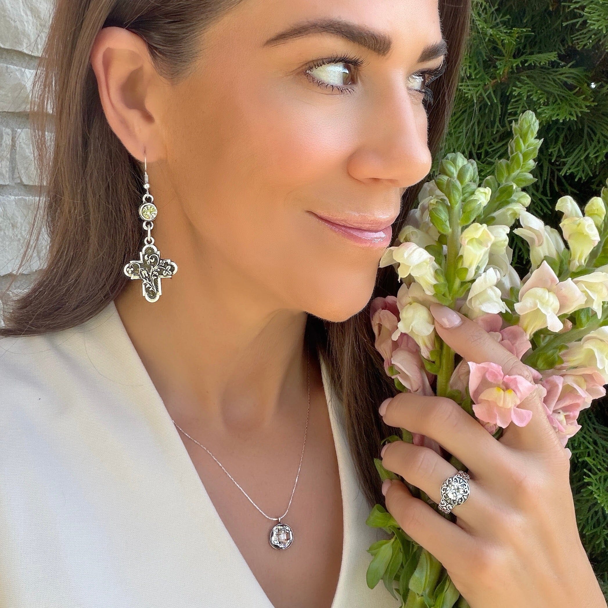 Forever and Amen Earrings paired with Easy Glow Necklace and Sparkle Spree Ring