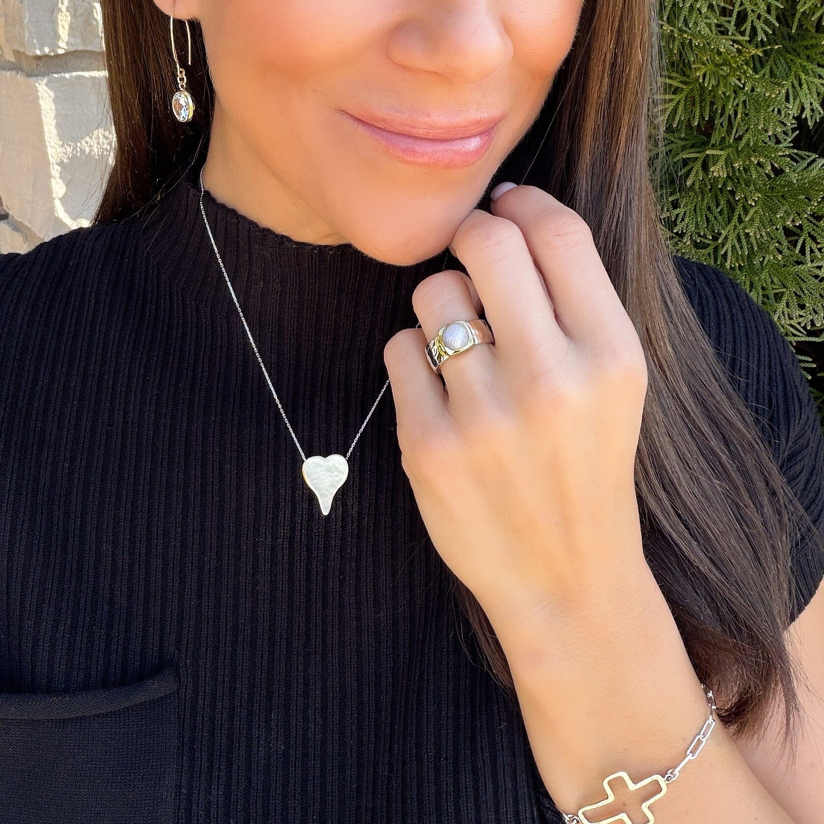 Framed Cashmere Ring paired with .925 sterling silver jewelry