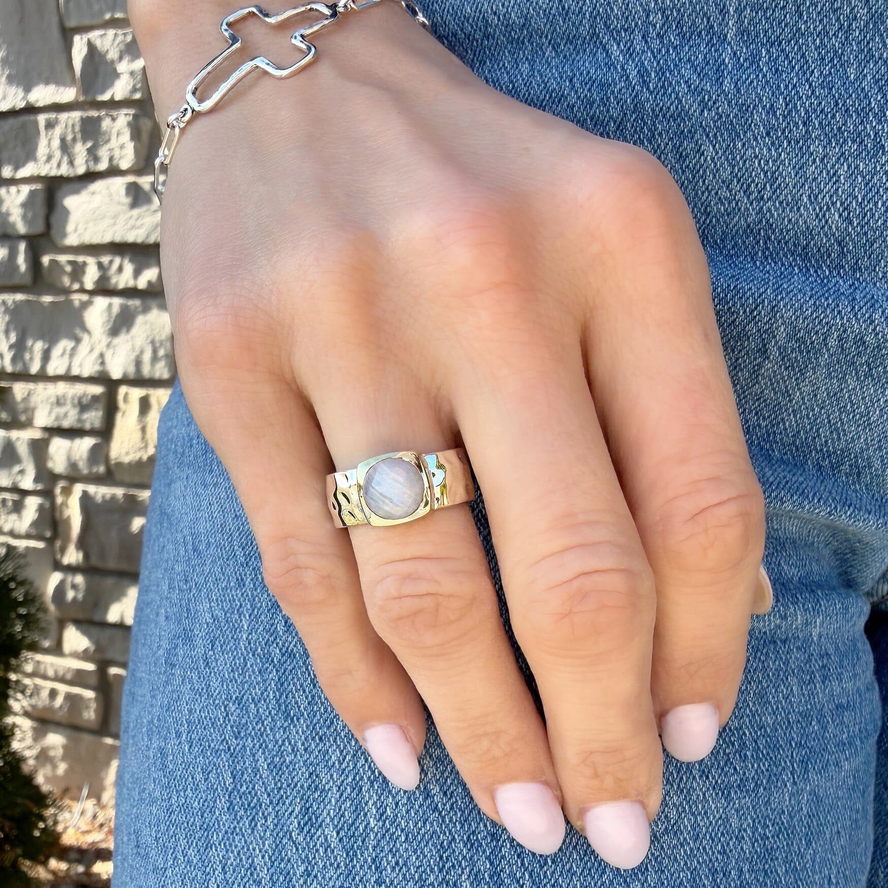 silver and brass designer ring - Framed Cashmere