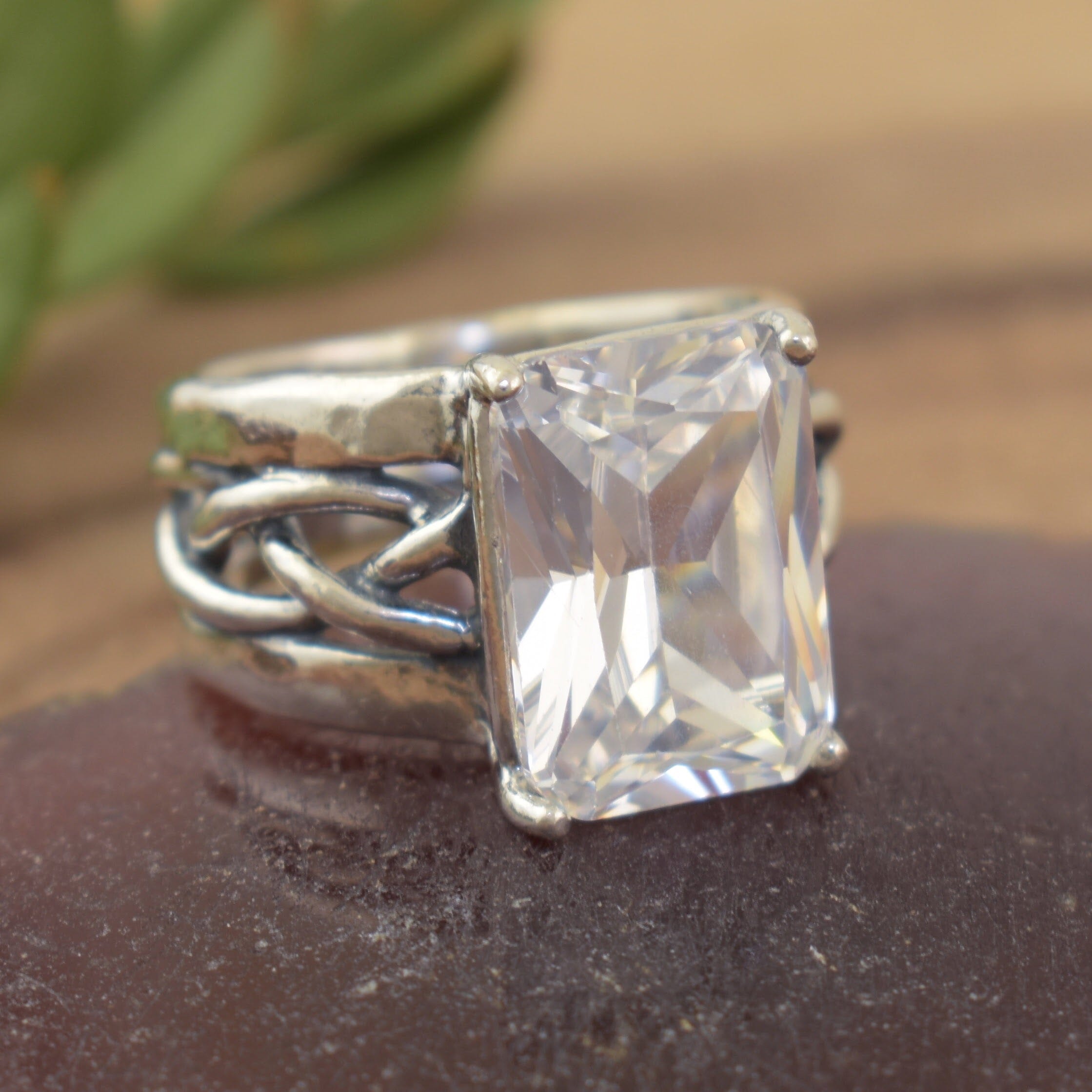 Rectangle cut Cubic zirconium stone